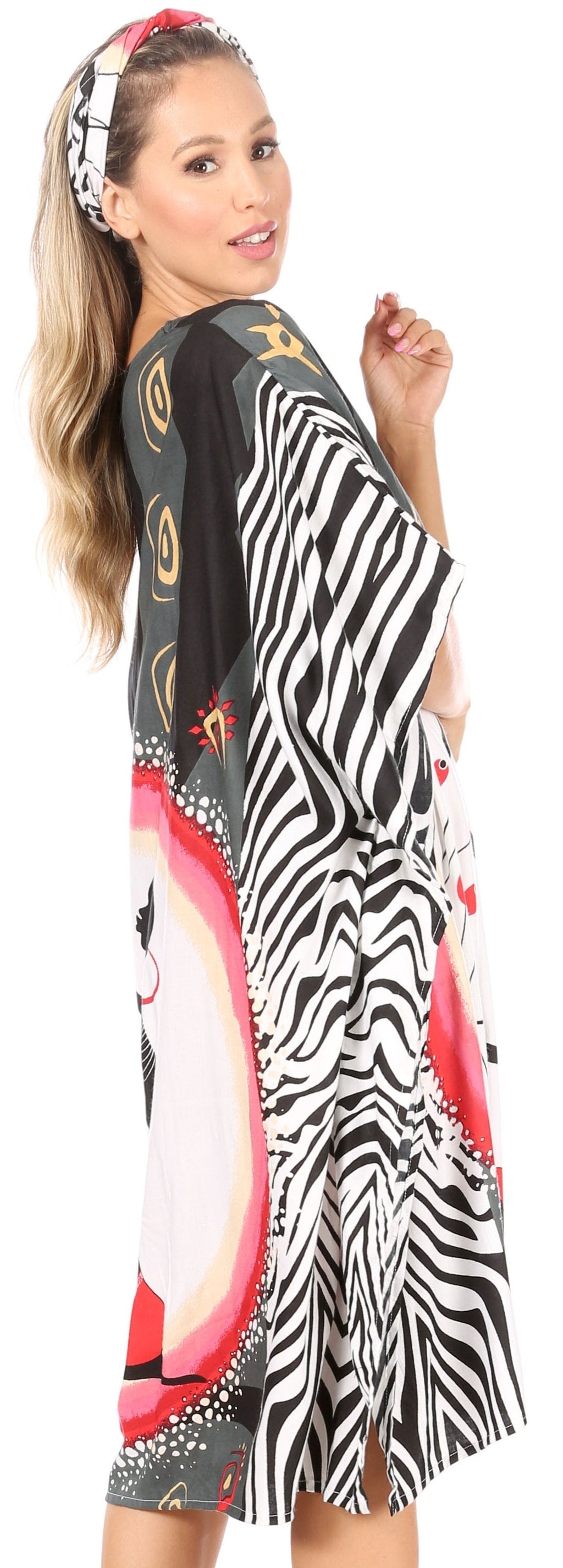Sakkas Trina Women's Casual Loose Beach Poncho Caftan Dress Cover-up Many Print
