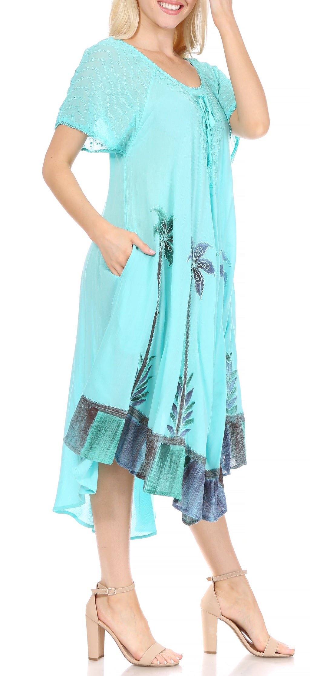 Sakkas Kai Palm Tree Caftan Tank Dress / Cover Up