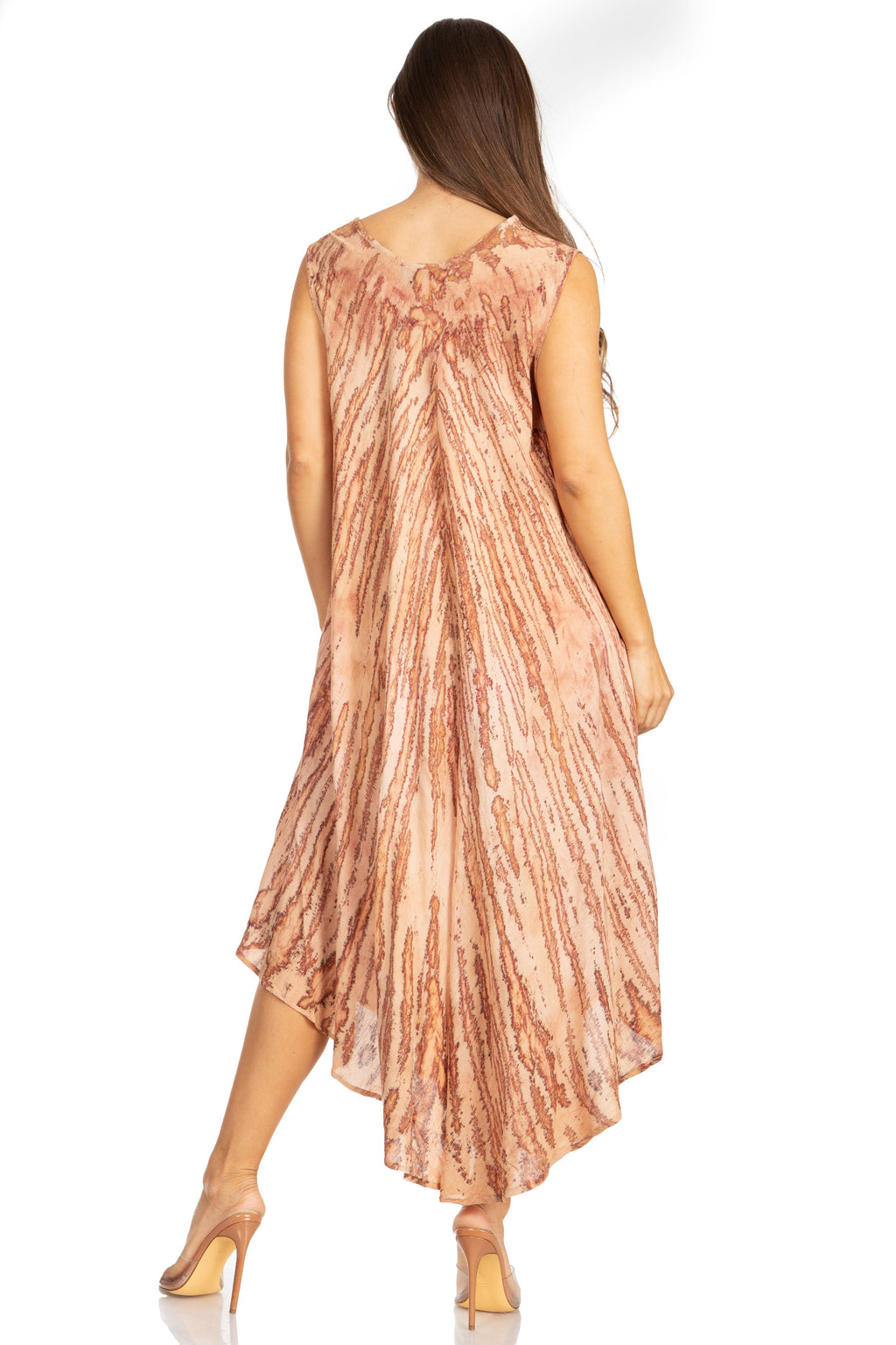 Sakkas Kara Long Draped Sleeveless Marbled Caftan Dress / Cover Up