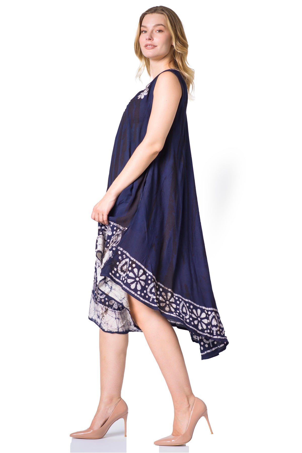 Sakkas Alexis Embroidered Long Sleeveless Floral Caftan Dress / Cover Up