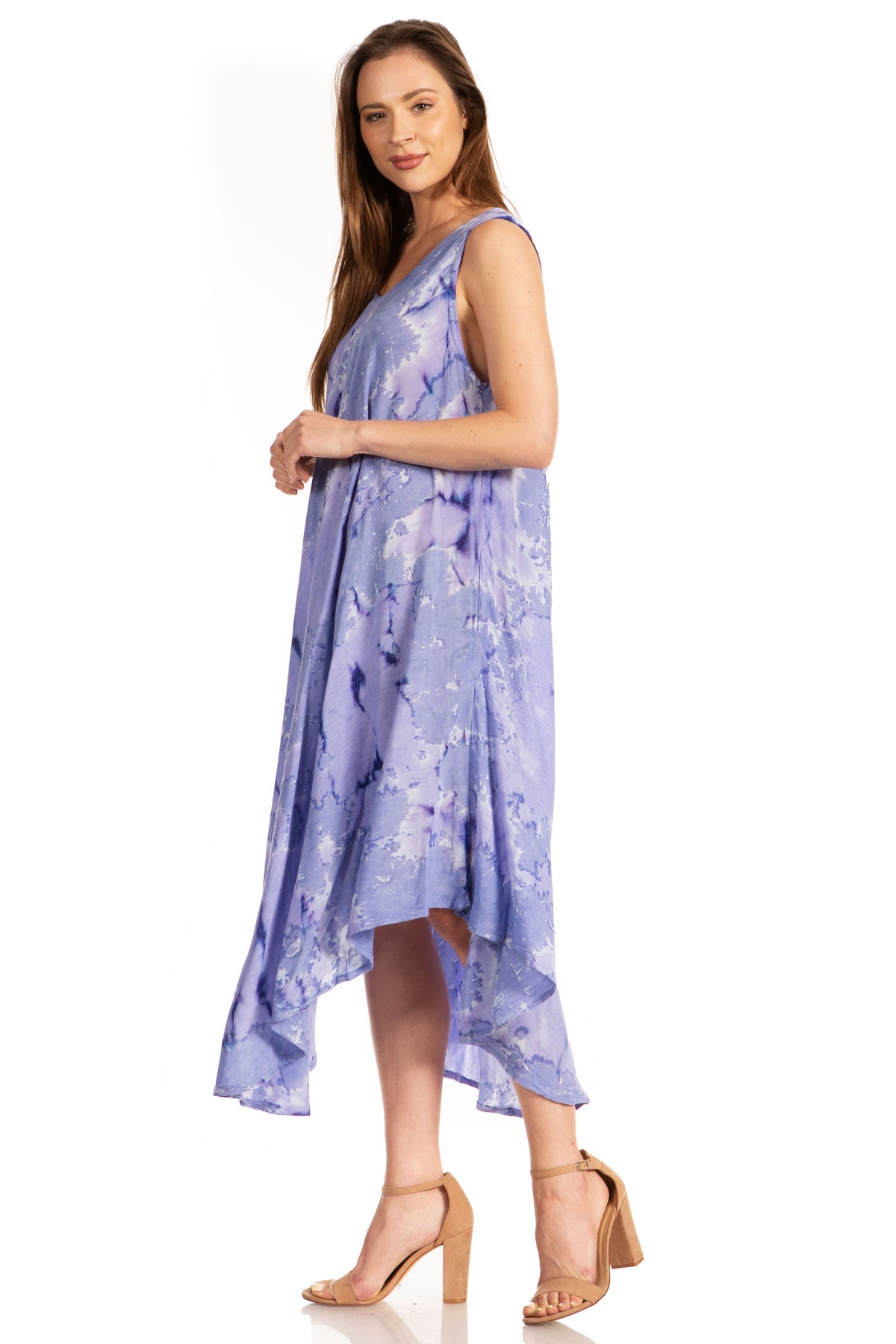 Sakkas Laeila Tie Dye Washed Long Sleeveless Tank Top Caftan Dress / Cover Up