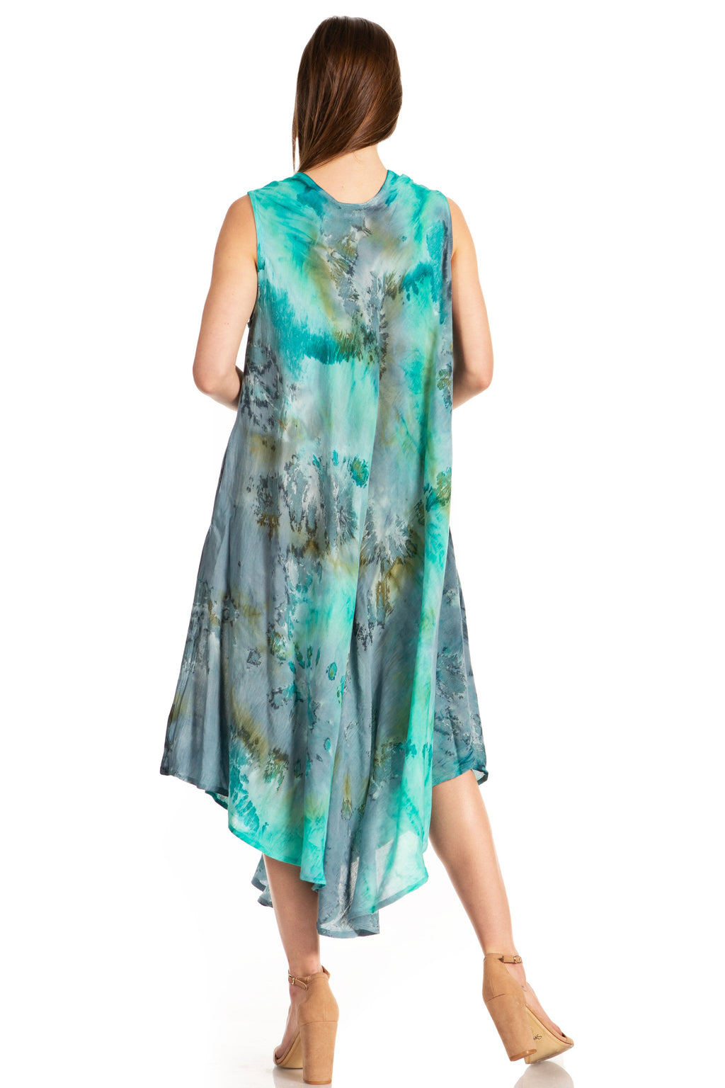 Sakkas Laeila Tie Dye Washed Long Sleeveless Tank Top Caftan Dress / Cover Up