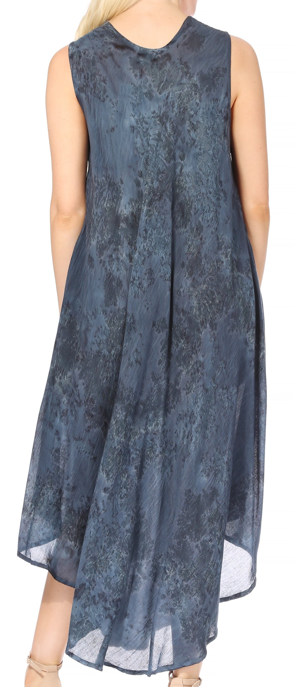 Sakkas Laeila Tie Dye Washed Long Sleeveless Tank Top Caftan Dress / Cover Up