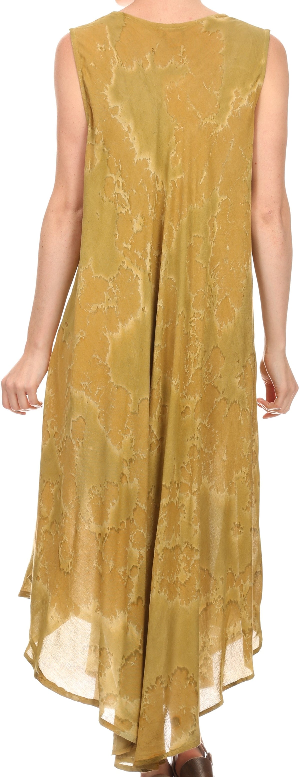 Sakkas Laeila Tie Dye Washed Long Sleeveless Tank Top Caftan Dress / Cover Up