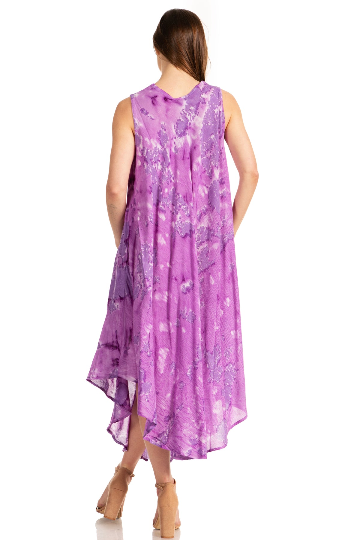 Sakkas Laeila Tie Dye Washed Long Sleeveless Tank Top Caftan Dress / Cover Up