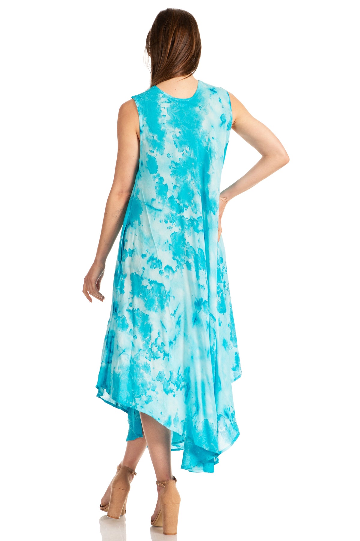 Sakkas Laeila Tie Dye Washed Long Sleeveless Tank Top Caftan Dress / Cover Up