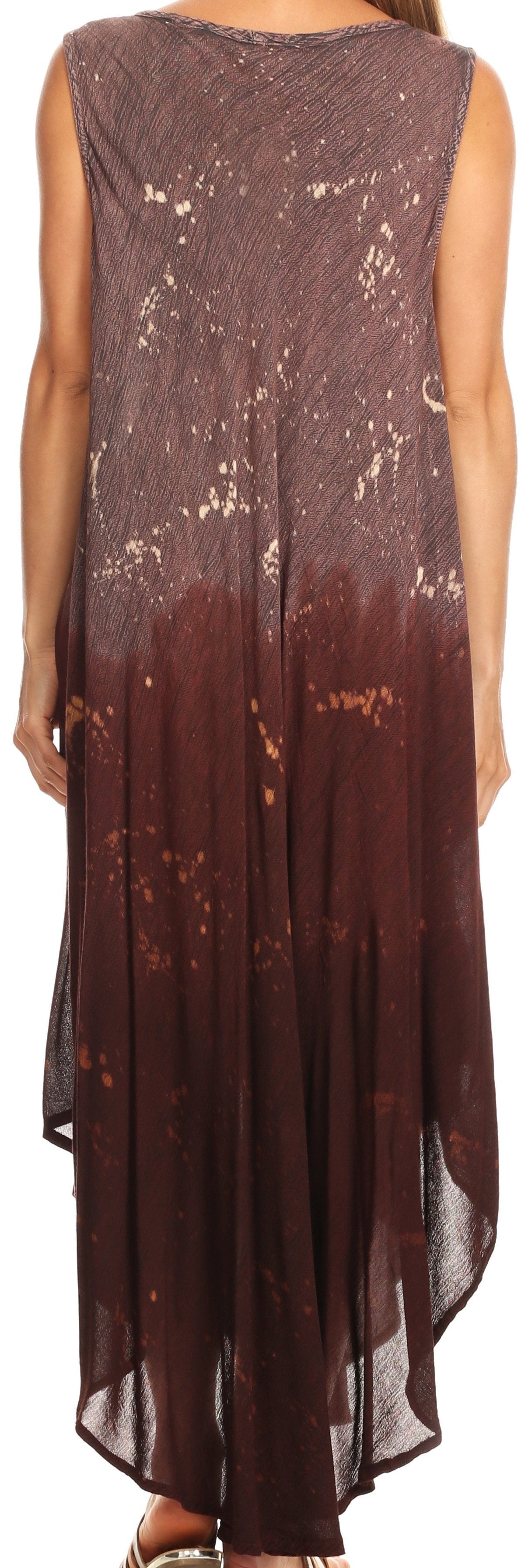 Sakkas Priscilla Sleeveless Stonewashed Ombre Tie Front Dress / Cover Up