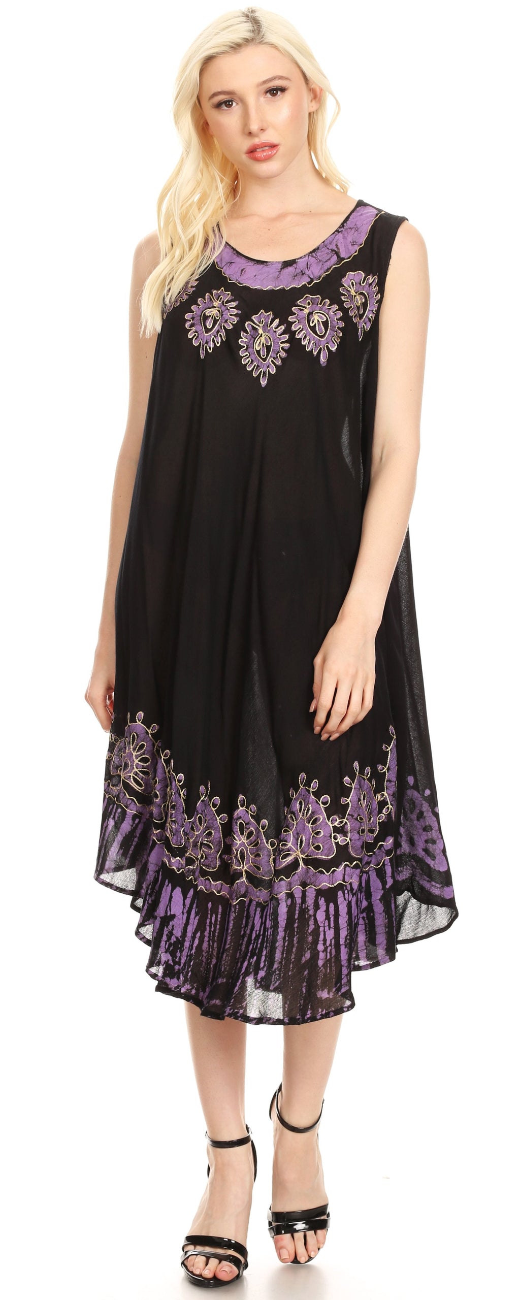 Sakkas Esme Women's Casual Midi Loose Fit Sleeveless Tank Dress Cover-up