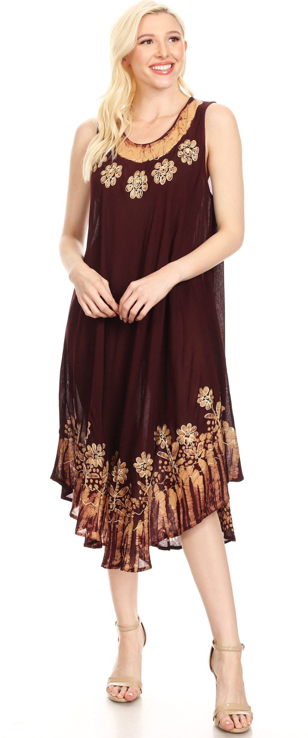 Sakkas Tina Women's Casual Summer Maxi Loose Fit Sleeveless Tank Dress