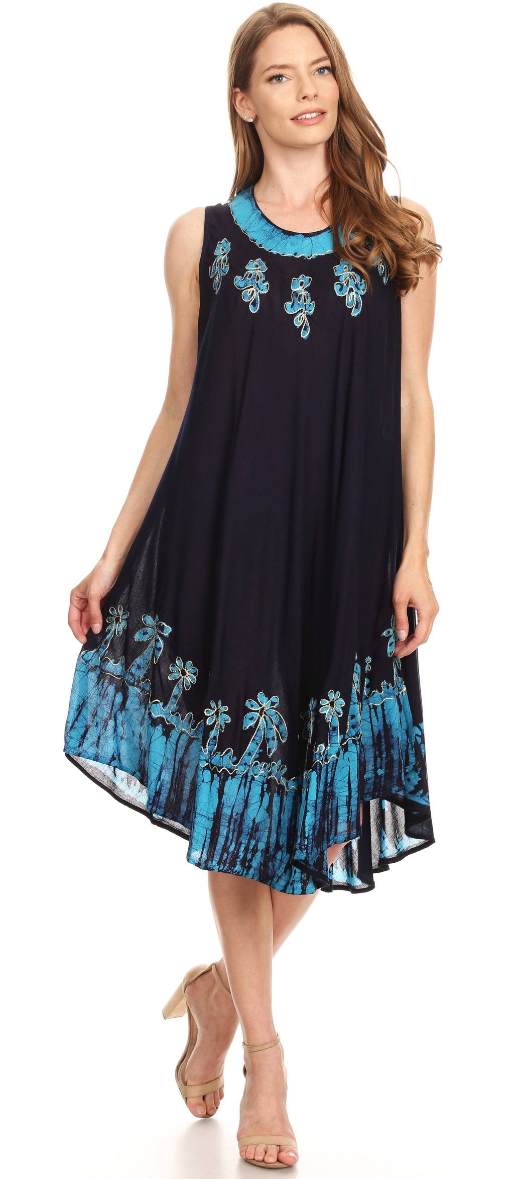 Sakkas Tina Women's Casual Summer Maxi Loose Fit Sleeveless Tank Dress