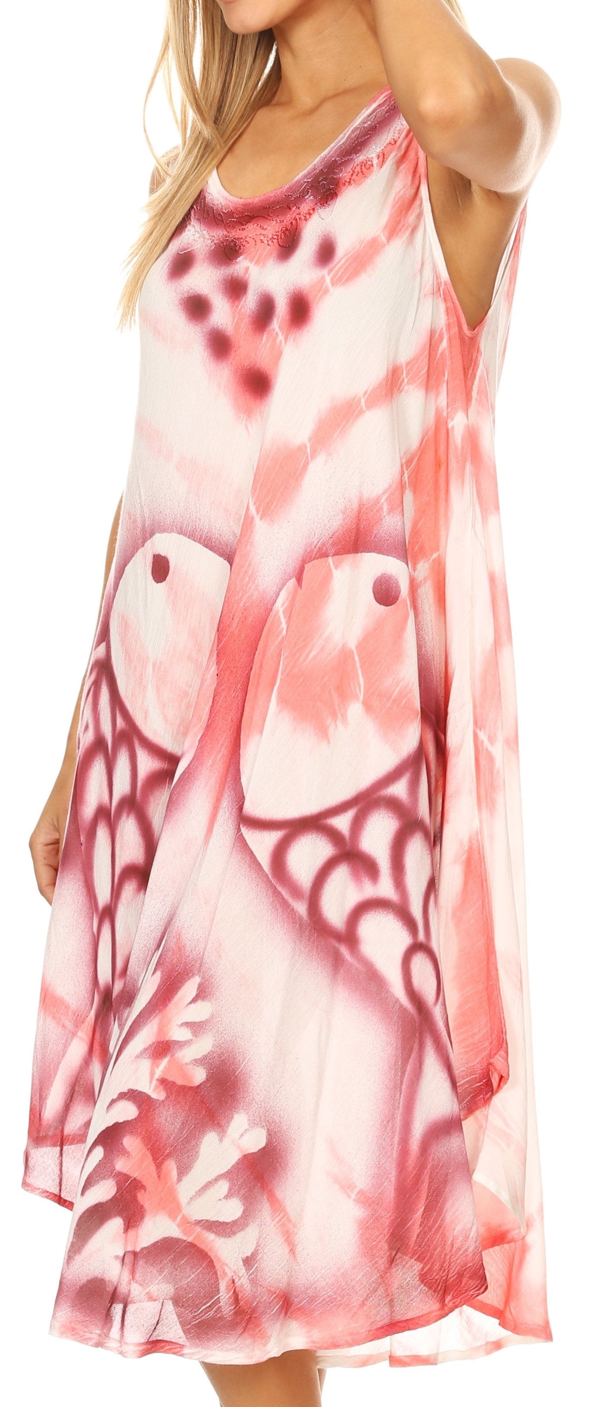 Sakkas Mita Women's Midi Loose Sleeveless Casual Sundress Tank Dress Cover-up
