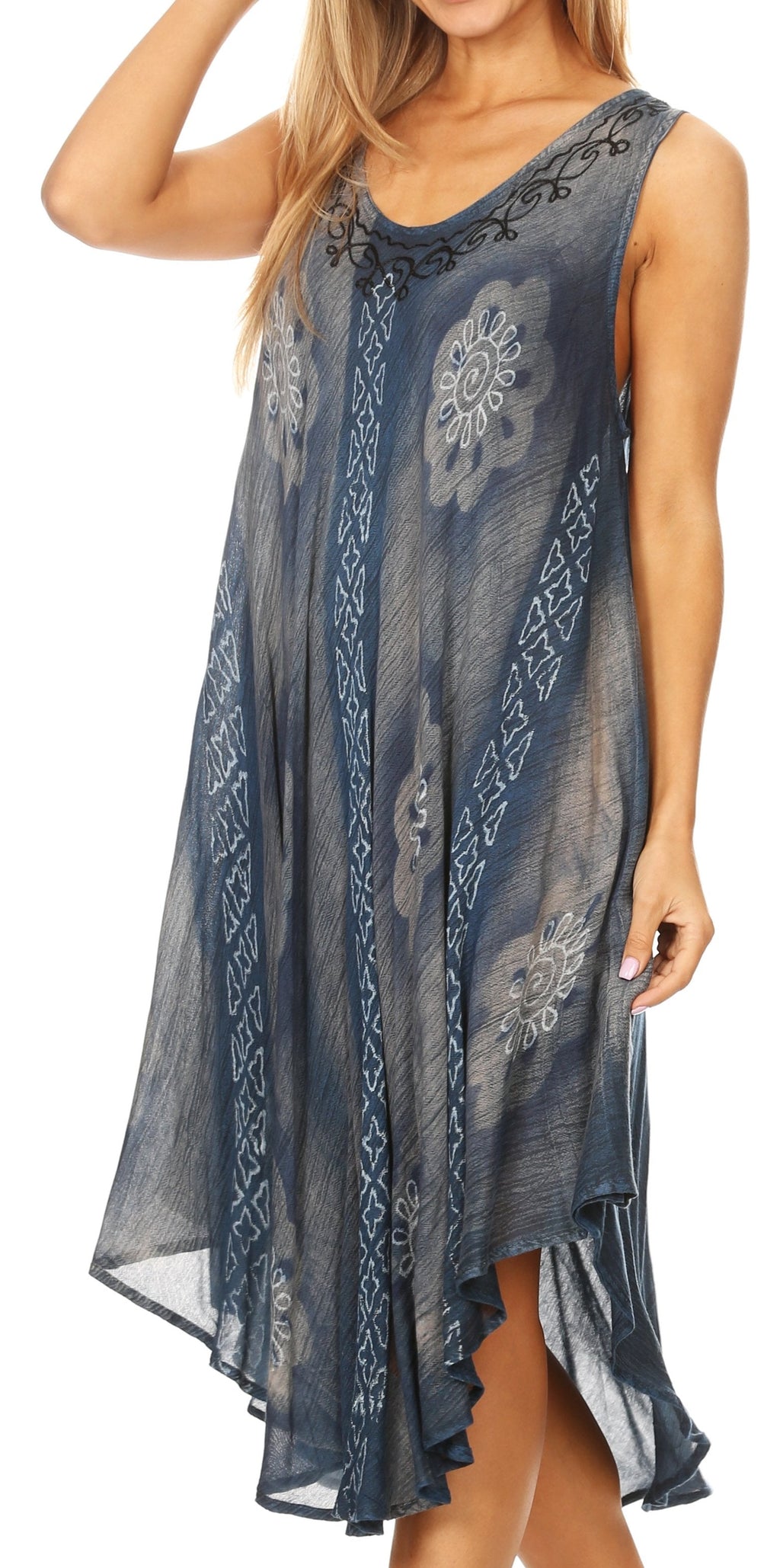Sakkas Mita Women's Midi Loose Sleeveless Casual Sundress Tank Dress Cover-up