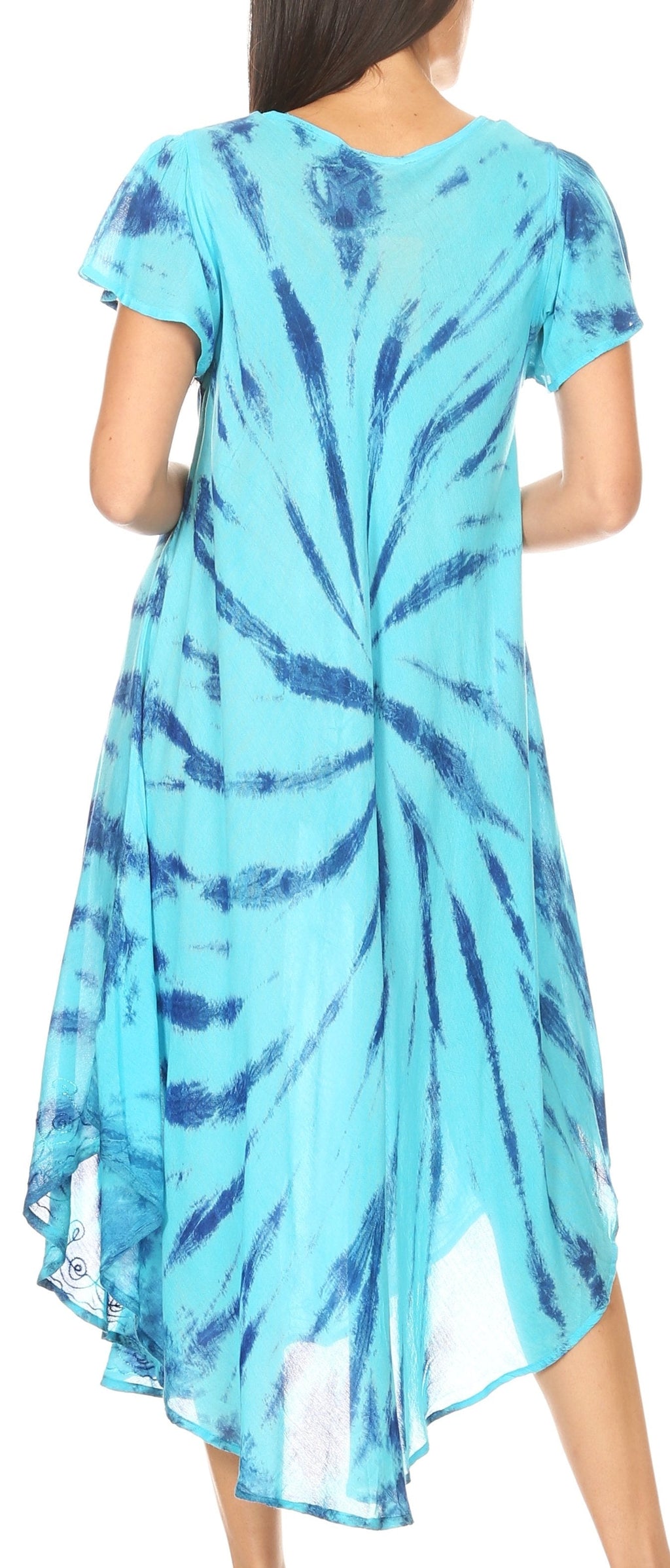 Sakkas Jonna Women's Short Sleeve Maxi Tie Dye Batik Long Casual Dress