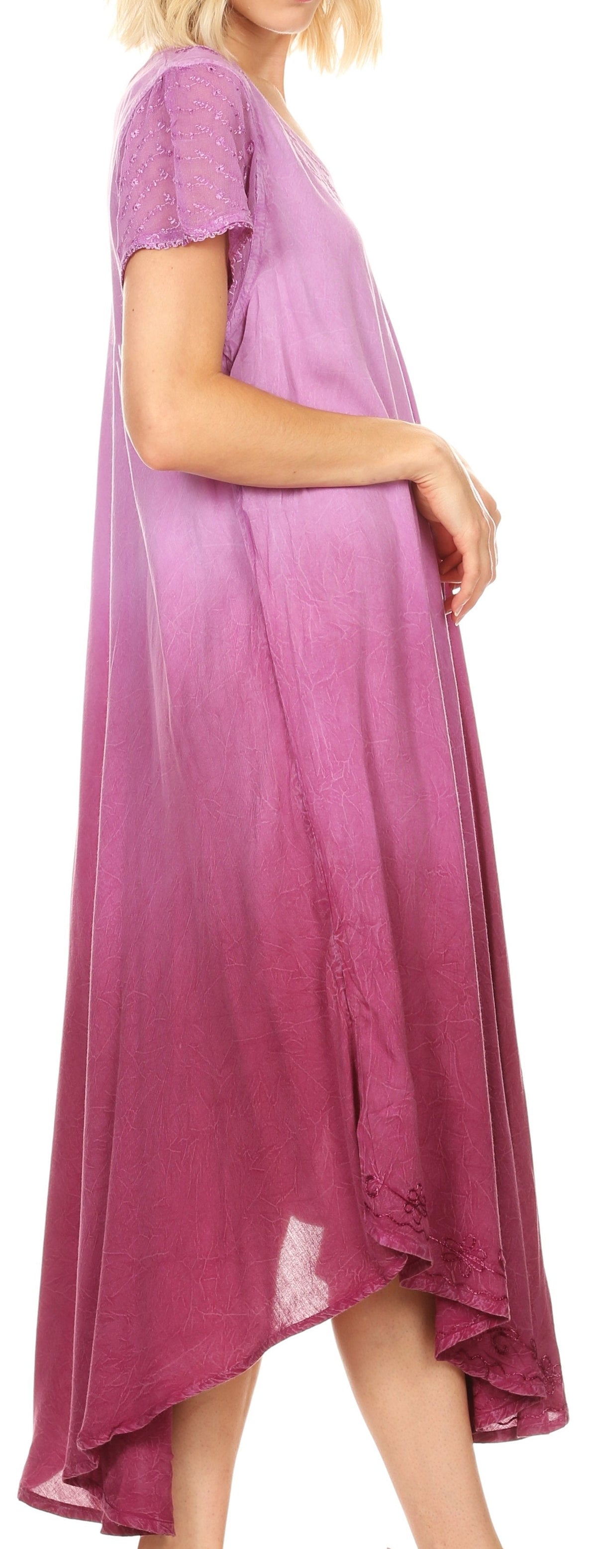 Sakkas Jonna Women's Short Sleeve Maxi Tie Dye Batik Long Casual Dress
