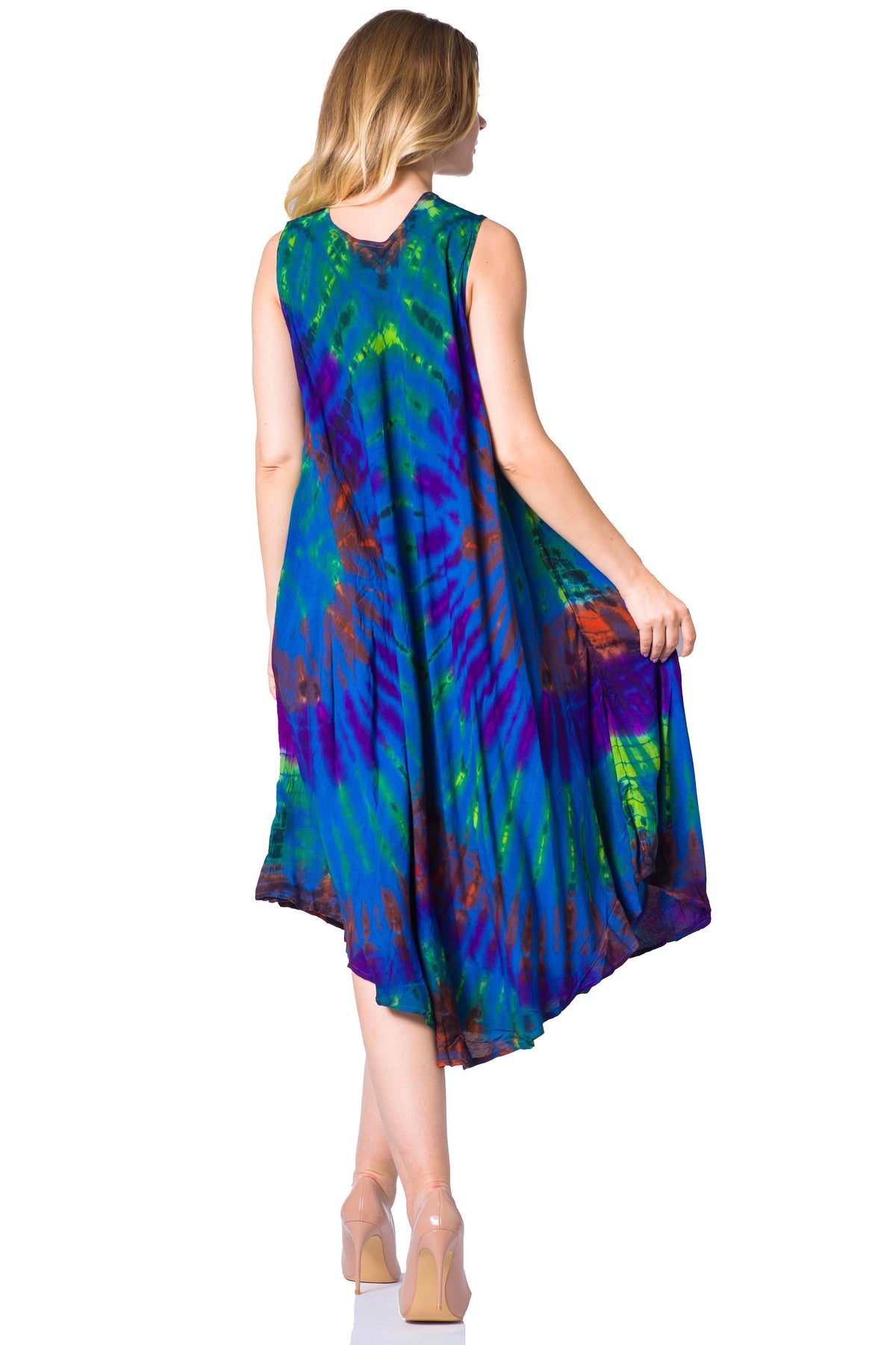 Sakkas Neja Women's Casual Maxi Summer Sleeveless Loose Fit Tie Dye Tank Dress