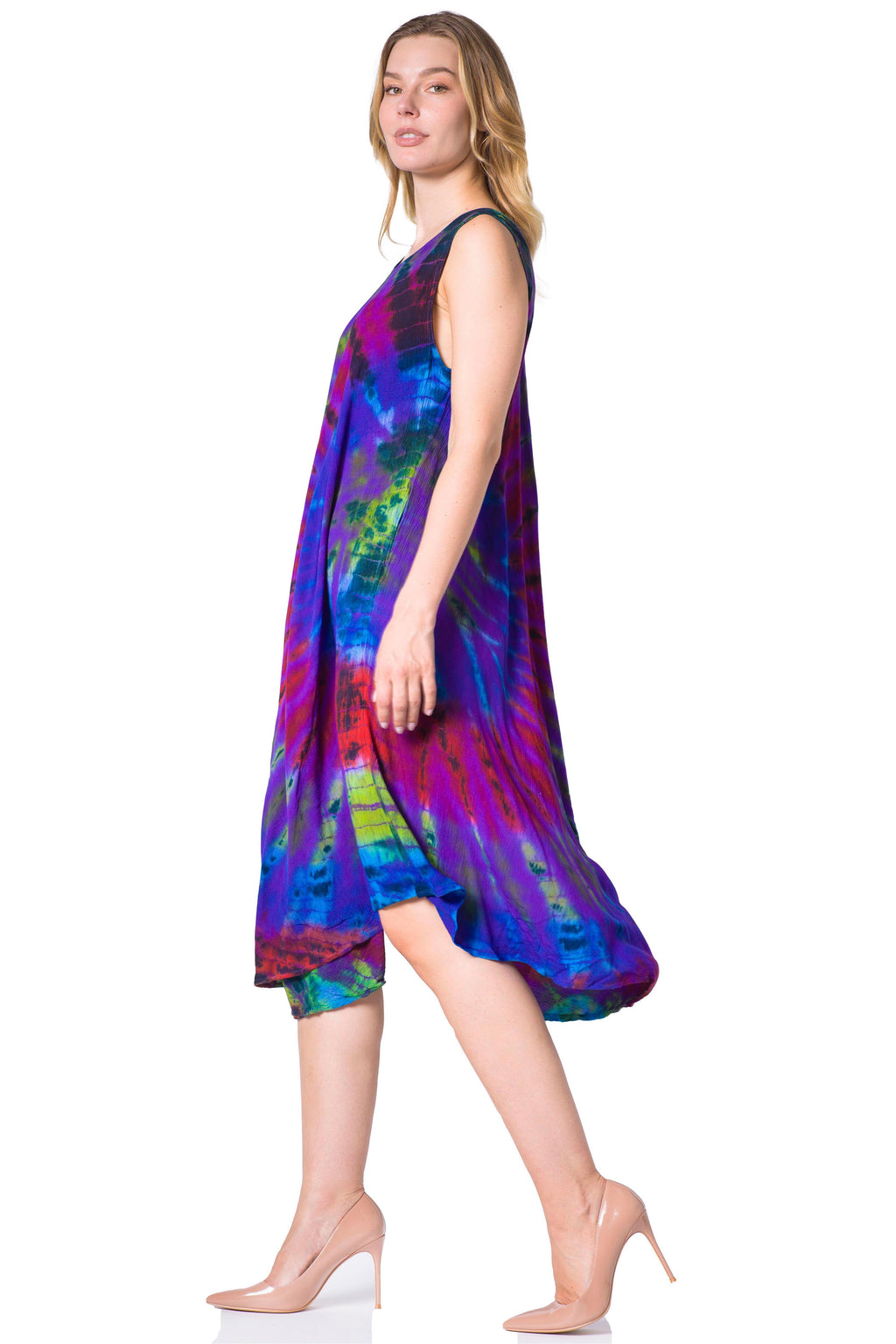 Sakkas Neja Women's Casual Maxi Summer Sleeveless Loose Fit Tie Dye Tank Dress