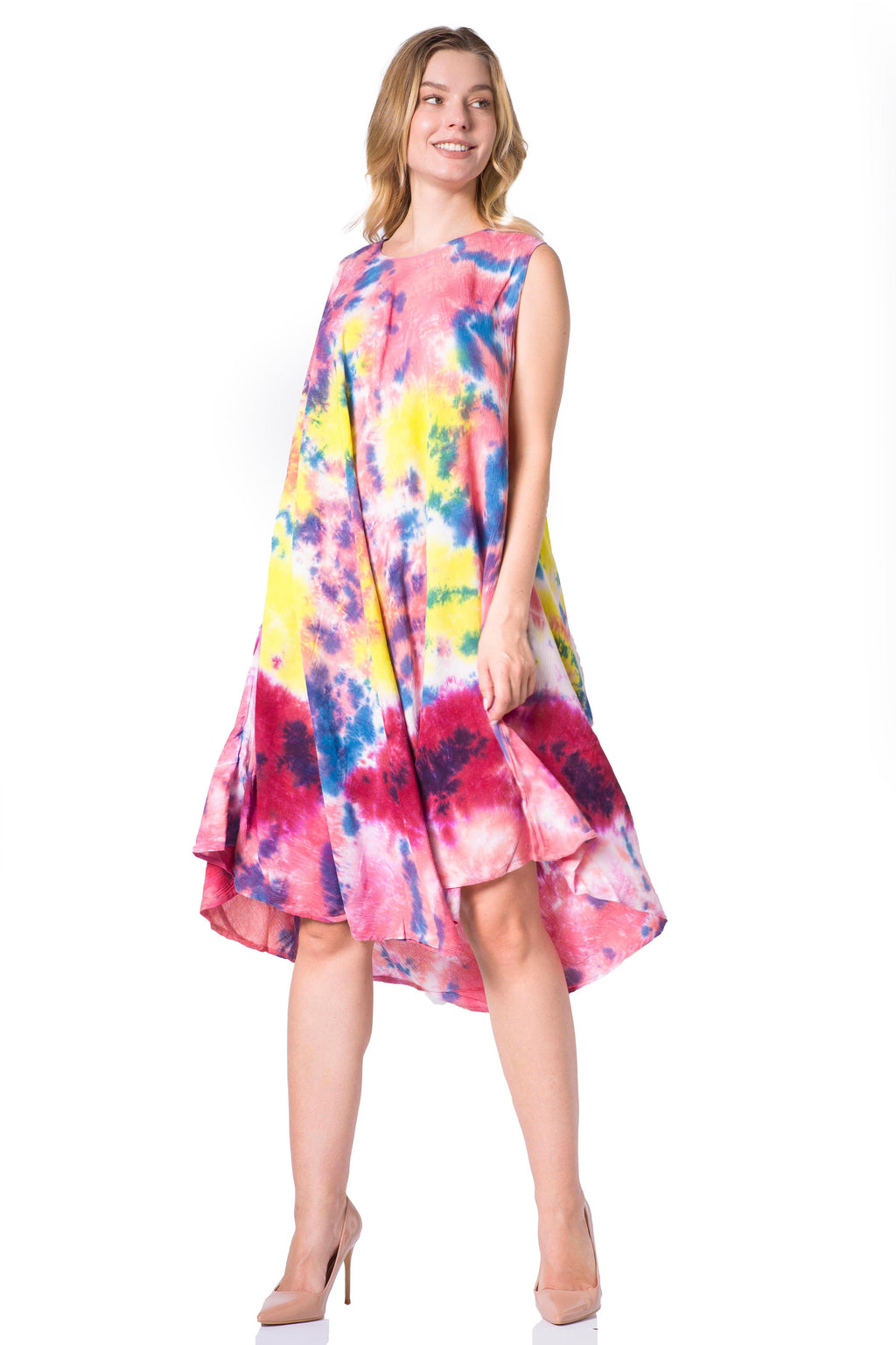 Sakkas Neja Women's Casual Maxi Summer Sleeveless Loose Fit Tie Dye Tank Dress