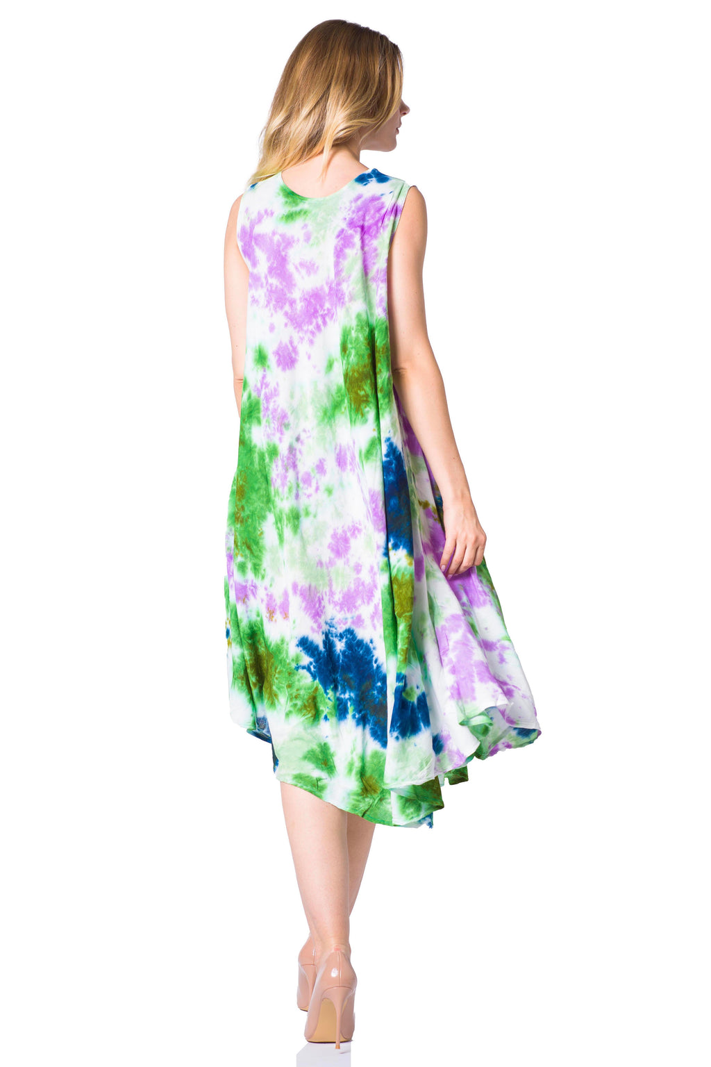 Sakkas Neja Women's Casual Maxi Summer Sleeveless Loose Fit Tie Dye Tank Dress