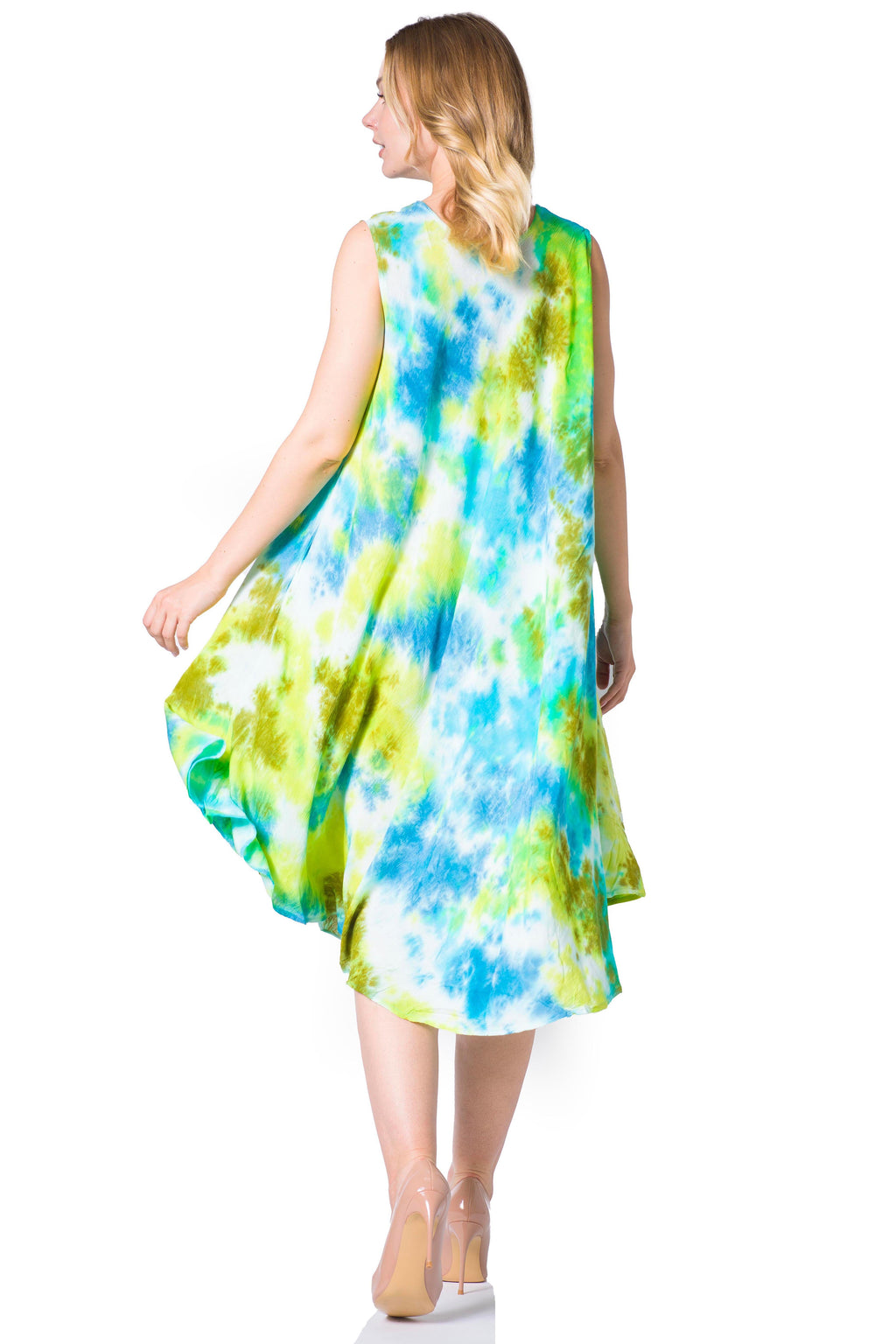 Sakkas Neja Women's Casual Maxi Summer Sleeveless Loose Fit Tie Dye Tank Dress