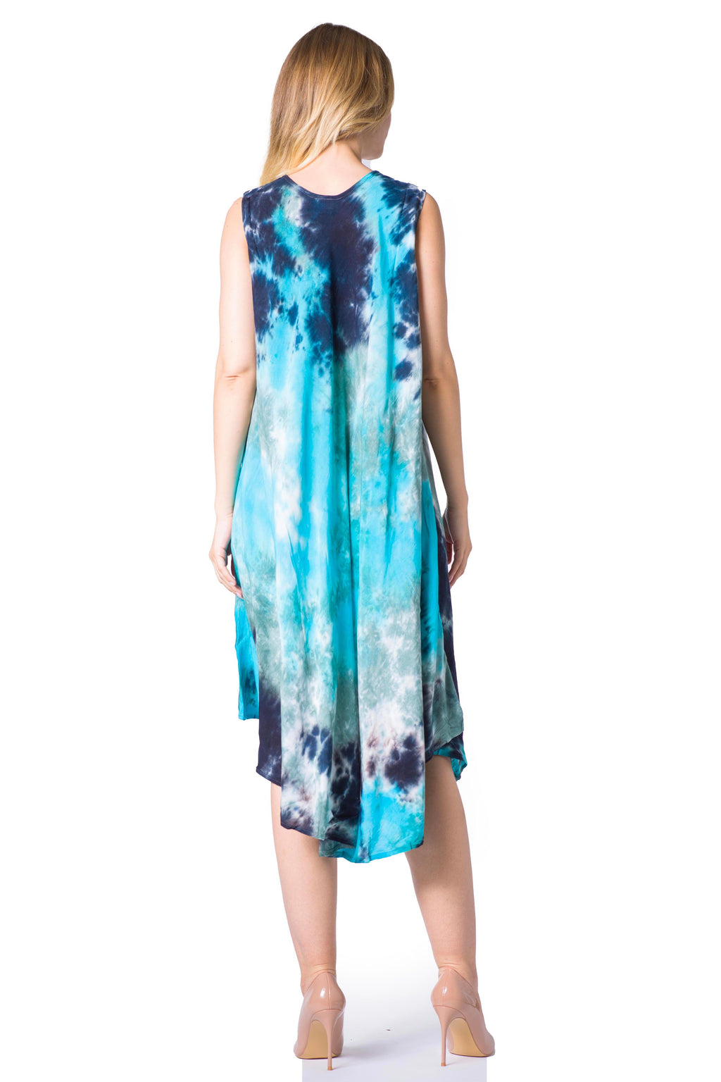 Sakkas Neja Women's Casual Maxi Summer Sleeveless Loose Fit Tie Dye Tank Dress
