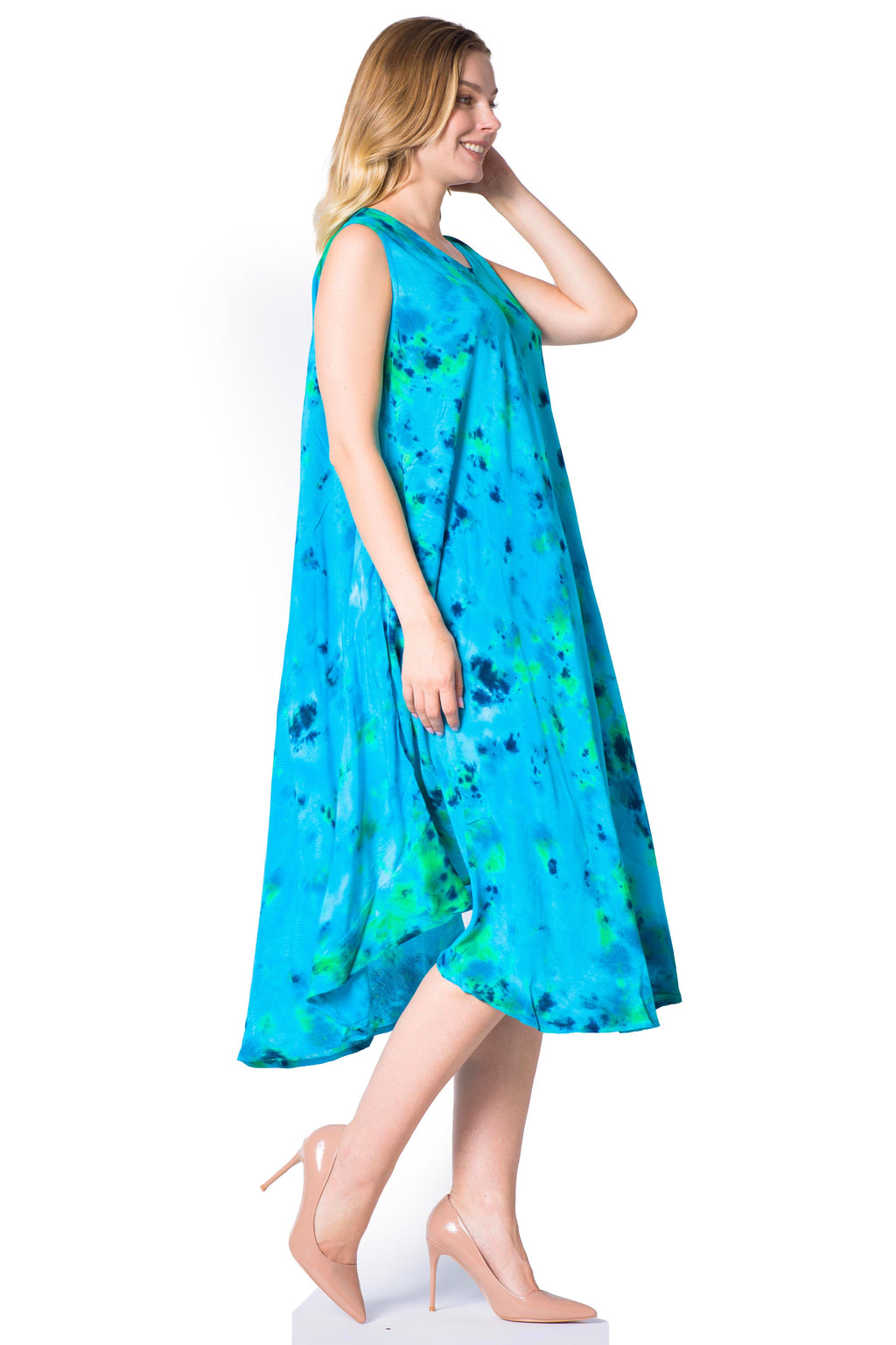 Sakkas Neja Women's Casual Maxi Summer Sleeveless Loose Fit Tie Dye Tank Dress
