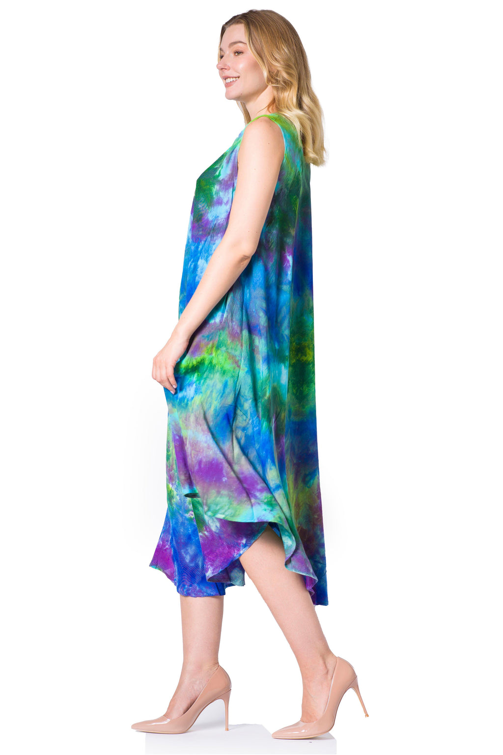 Sakkas Neja Women's Casual Maxi Summer Sleeveless Loose Fit Tie Dye Tank Dress