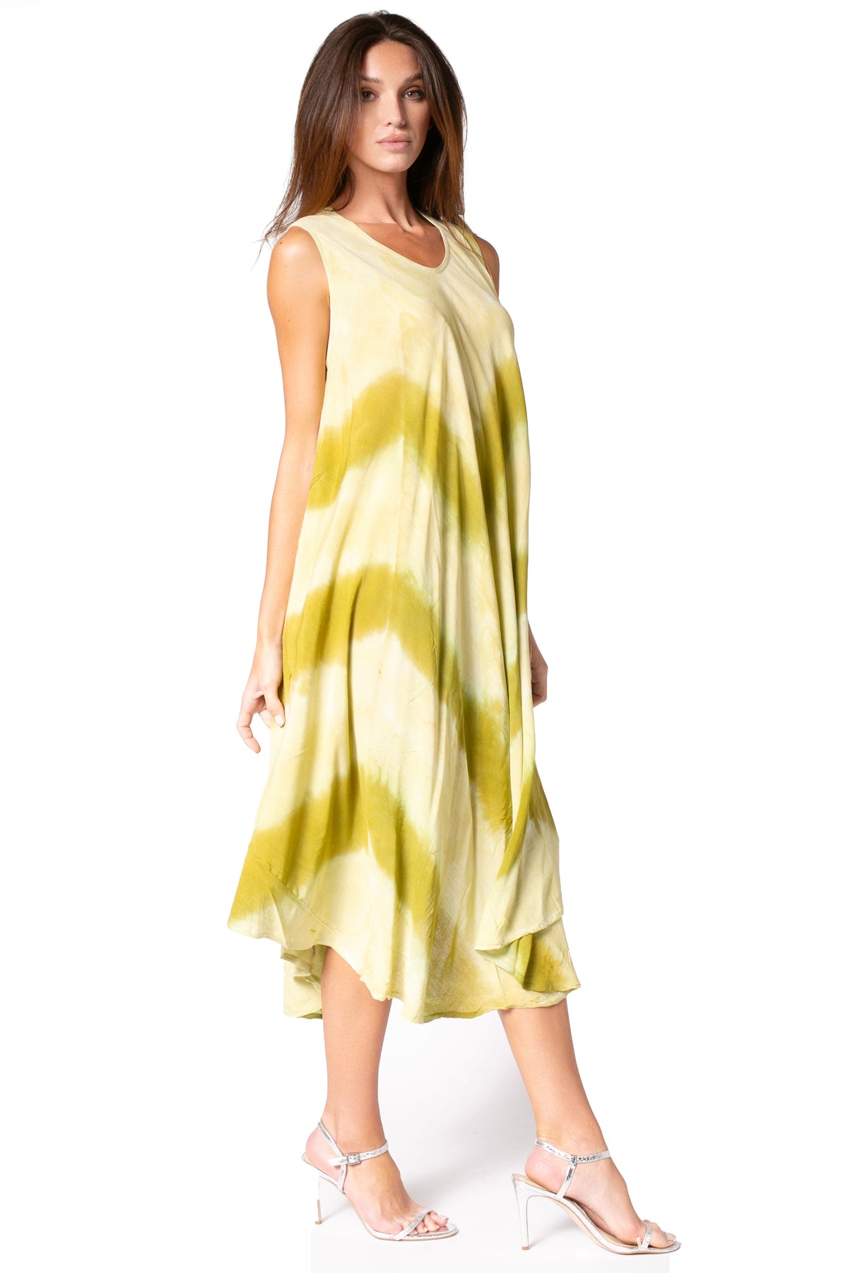 Sakkas Neja Women's Casual Maxi Summer Sleeveless Loose Fit Tie Dye Tank Dress