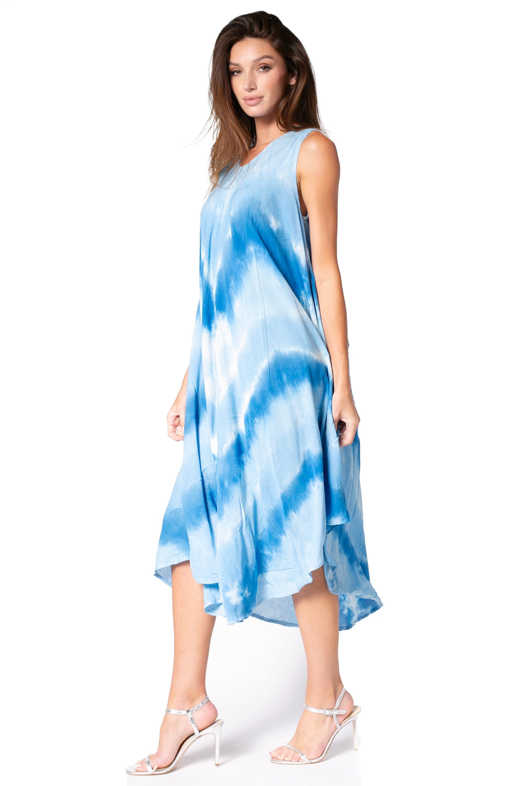 Sakkas Neja Women's Casual Maxi Summer Sleeveless Loose Fit Tie Dye Tank Dress