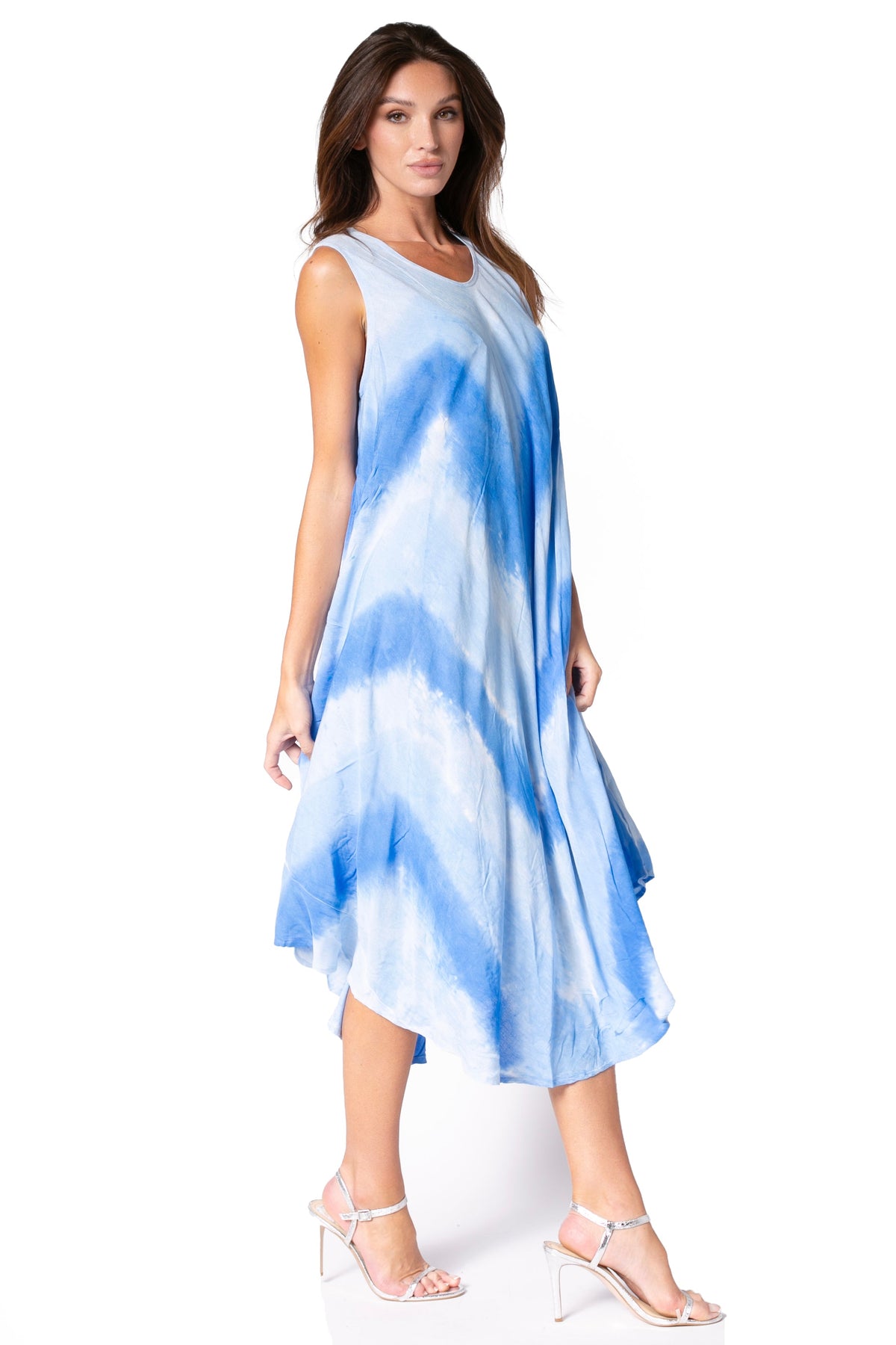 Sakkas Neja Women's Casual Maxi Summer Sleeveless Loose Fit Tie Dye Tank Dress