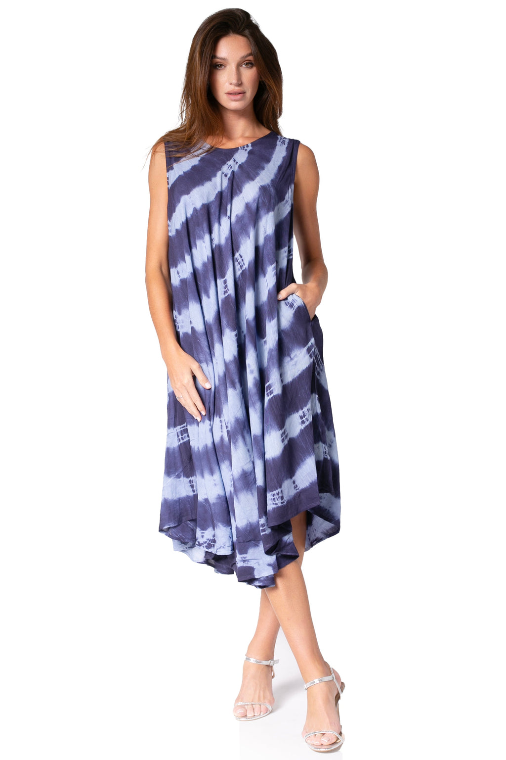 Sakkas Neja Women's Casual Maxi Summer Sleeveless Loose Fit Tie Dye Tank Dress