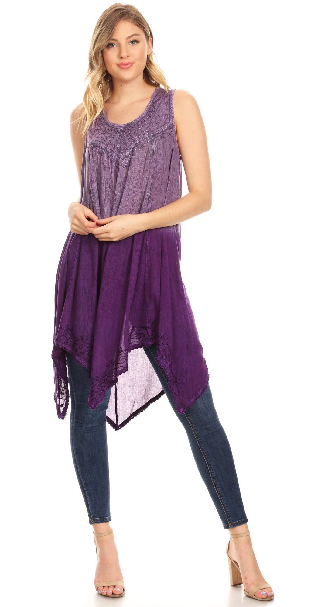 Sakkas Jula Women's Swing Shift Loose Sleeveless Short Cocktail Dress Cover-up