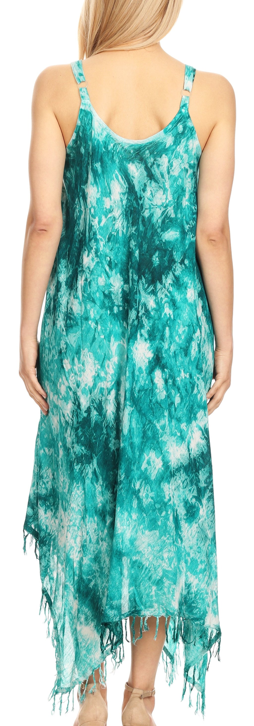 Sakkas Jass Women's Spaghetti Strap Casual Summer Sleeveless Tie-dye Dress