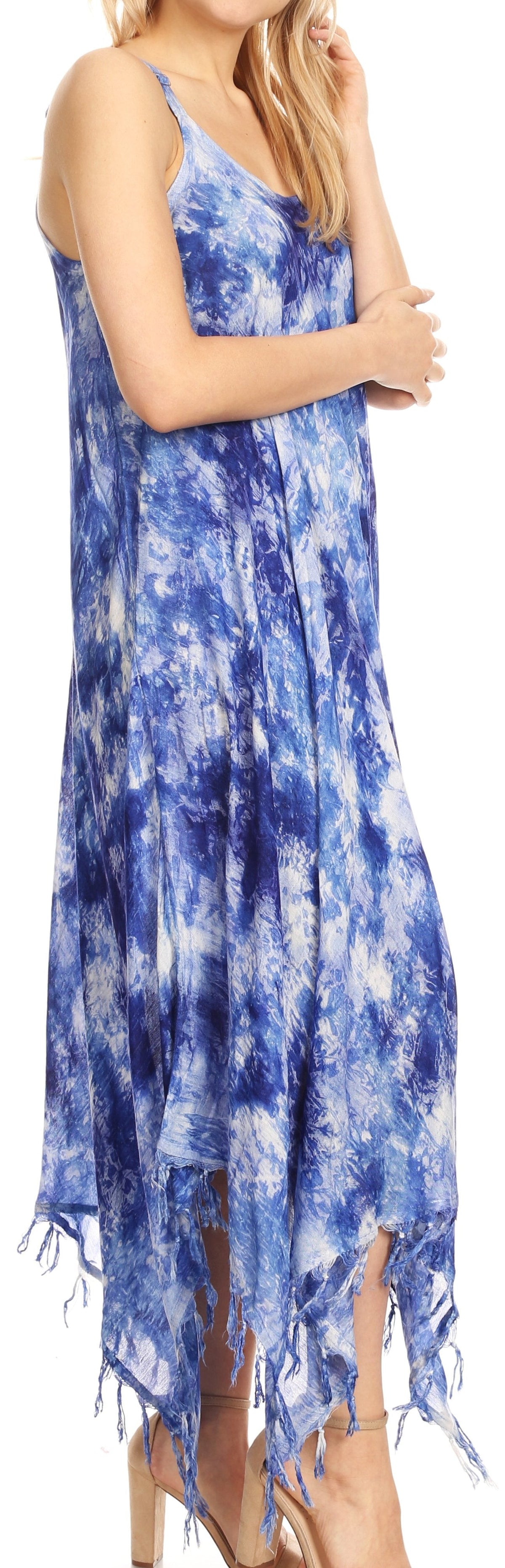 Sakkas Jass Women's Spaghetti Strap Casual Summer Sleeveless Tie-dye Dress