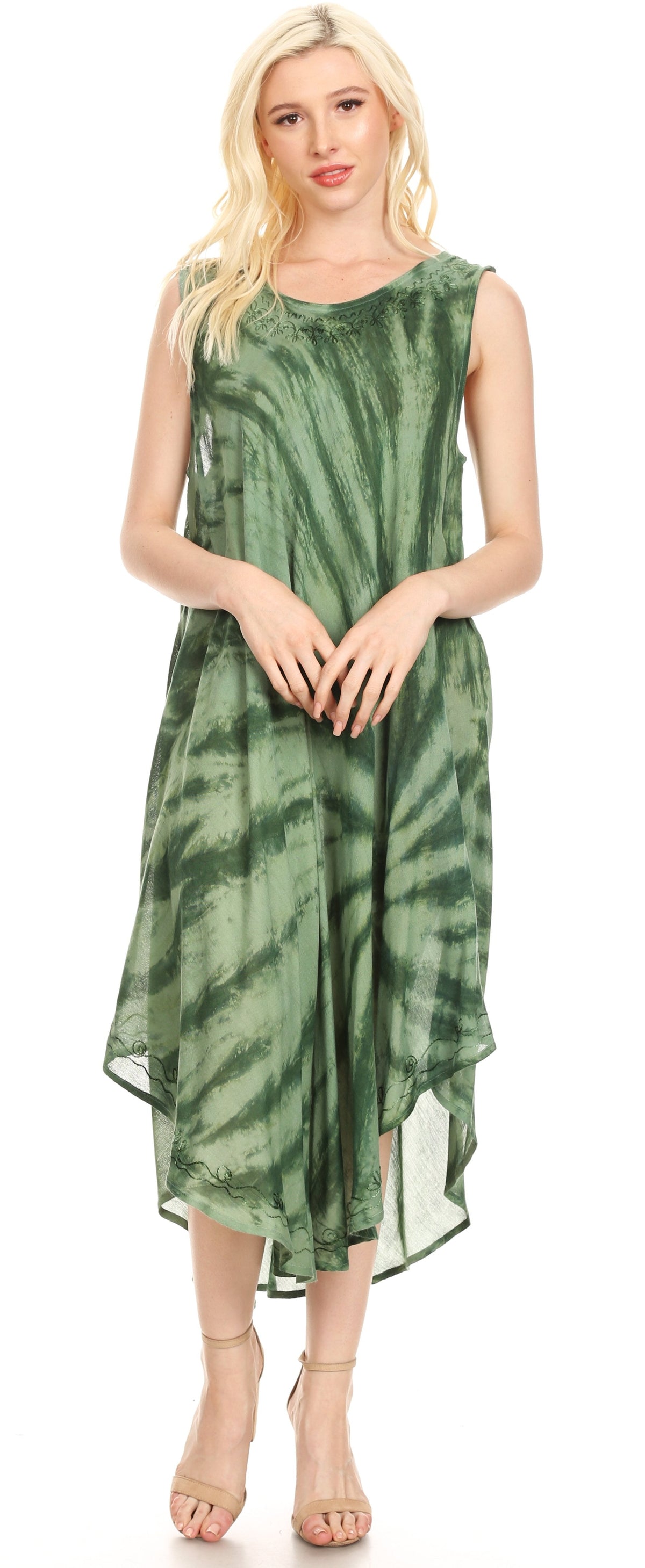 Sakkas Tia Women's Casual Summer Maxi Loose Fit Sleeveless Tank Dress Cover-up