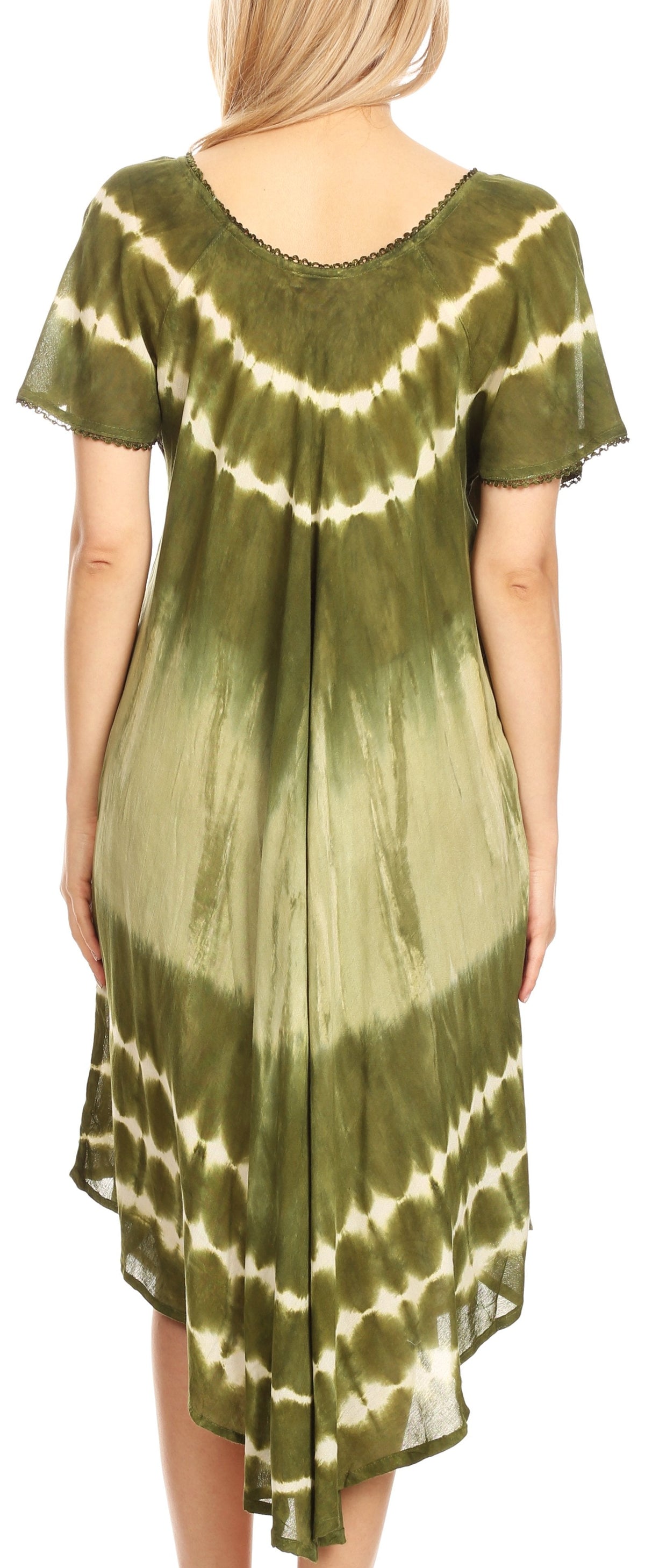 Sakkas Dalida Women's Short Sleeve Corset Tie dye Embroidered Flared Dress