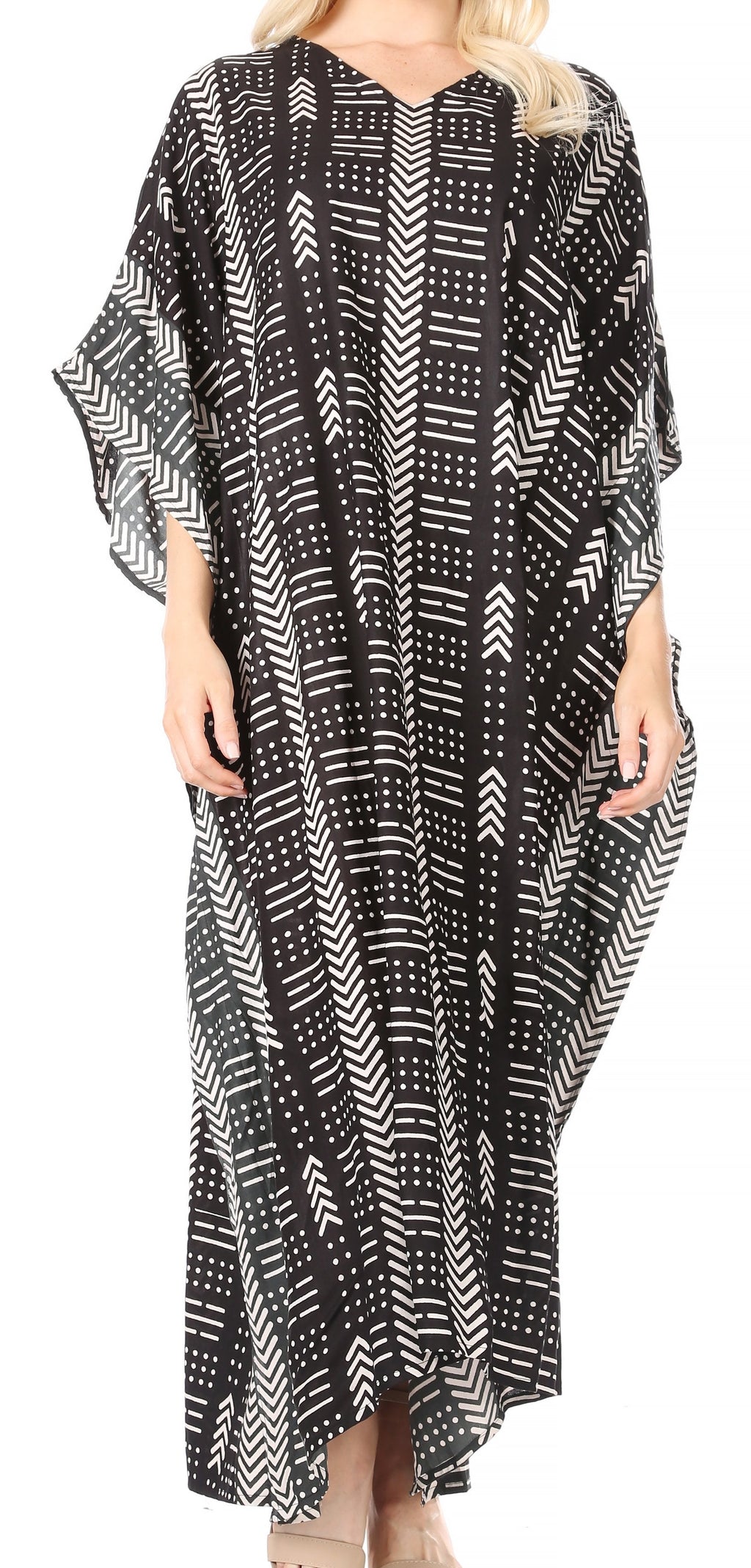 Sakkas Mera Women's Long Loose Short Sleeve Summer Casual Caftan Kaftan Dress