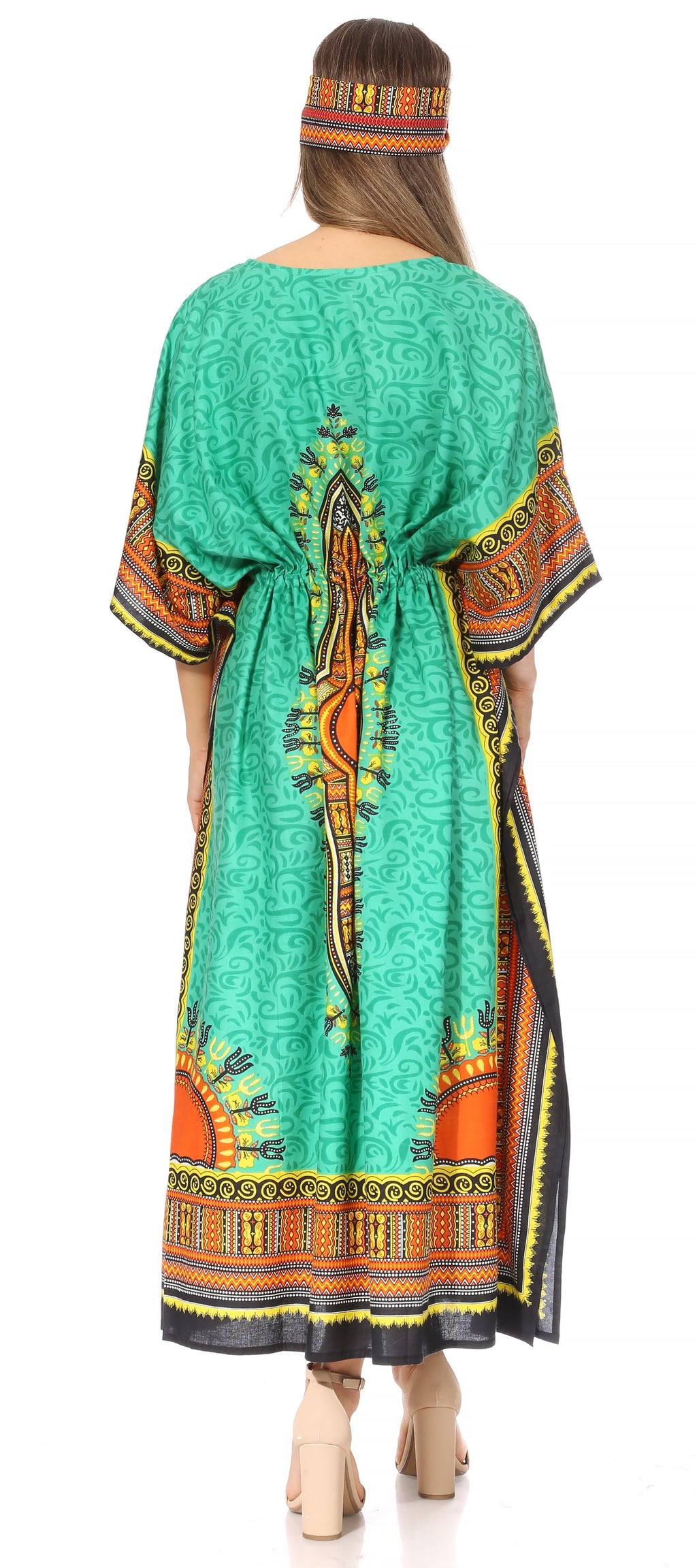 Sakkas Mera Women's Long Loose Short Sleeve Summer Casual Caftan Kaftan Dress