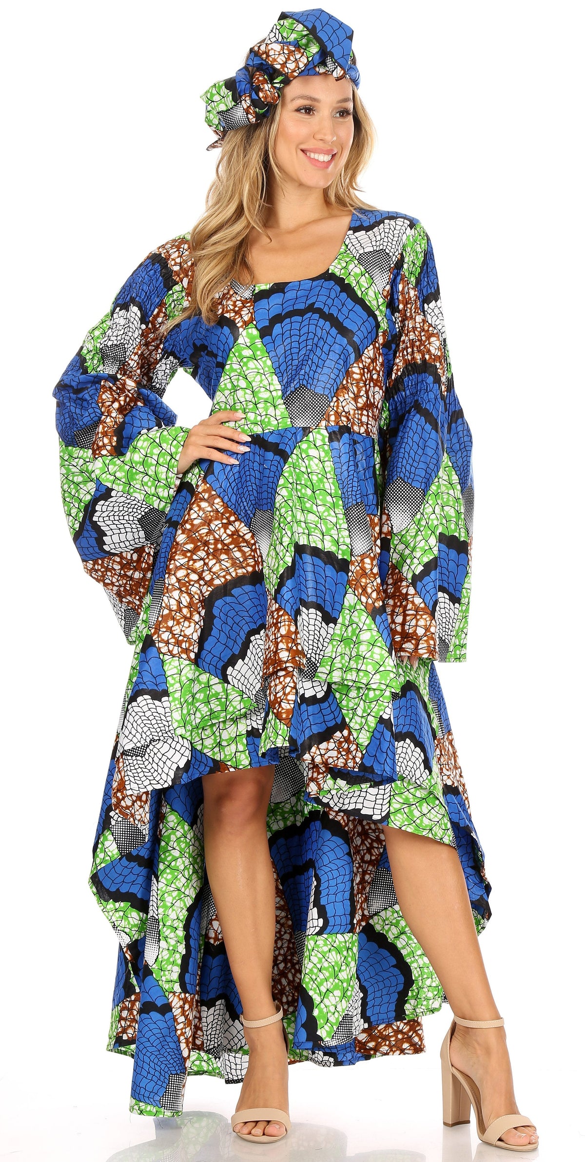 Sakkas Olivia Women's Elegant Cocktail Long Sleeves Party Dress African Print