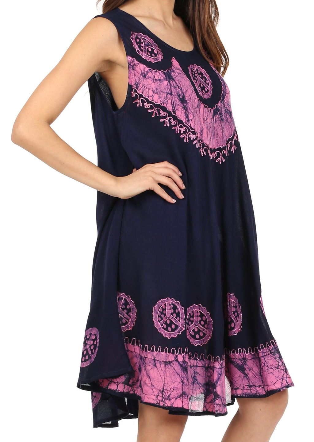 Sakkas Batik Peace Caftan Tank Dress / Cover Up