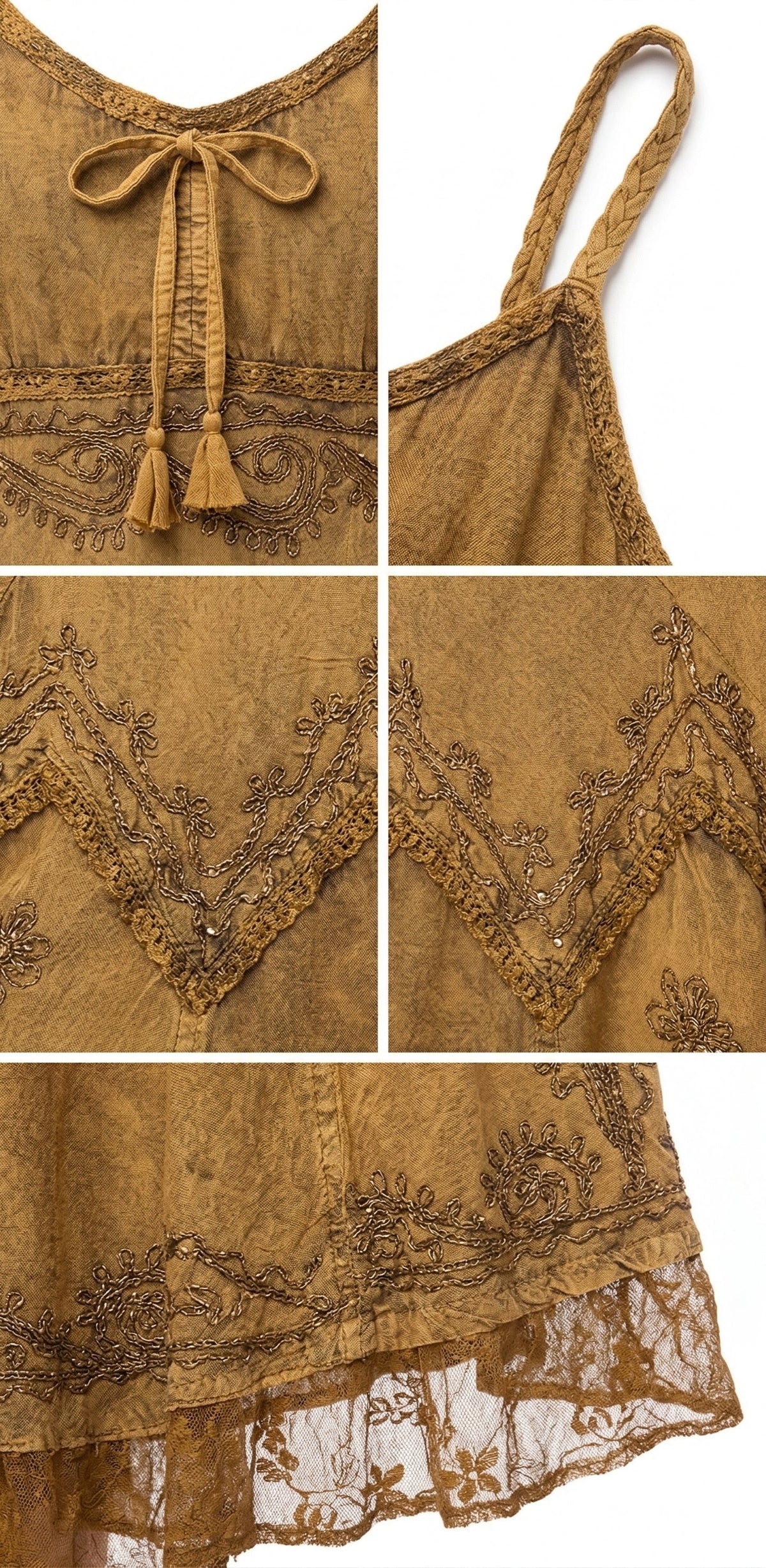 Sakkas Stonewashed Rayon Embroidered Adjustable Spaghetti Straps Long Dress
