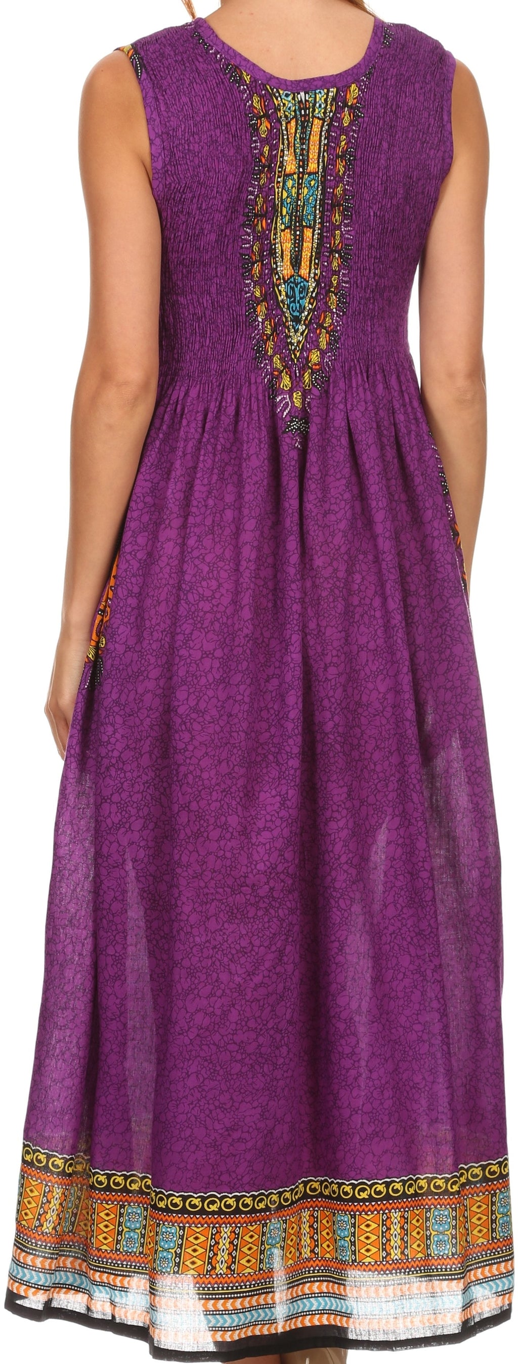 Sakkas Hoola Long Tall Full Length Tribal Printed Batik Tank Top Sleeveless Dress