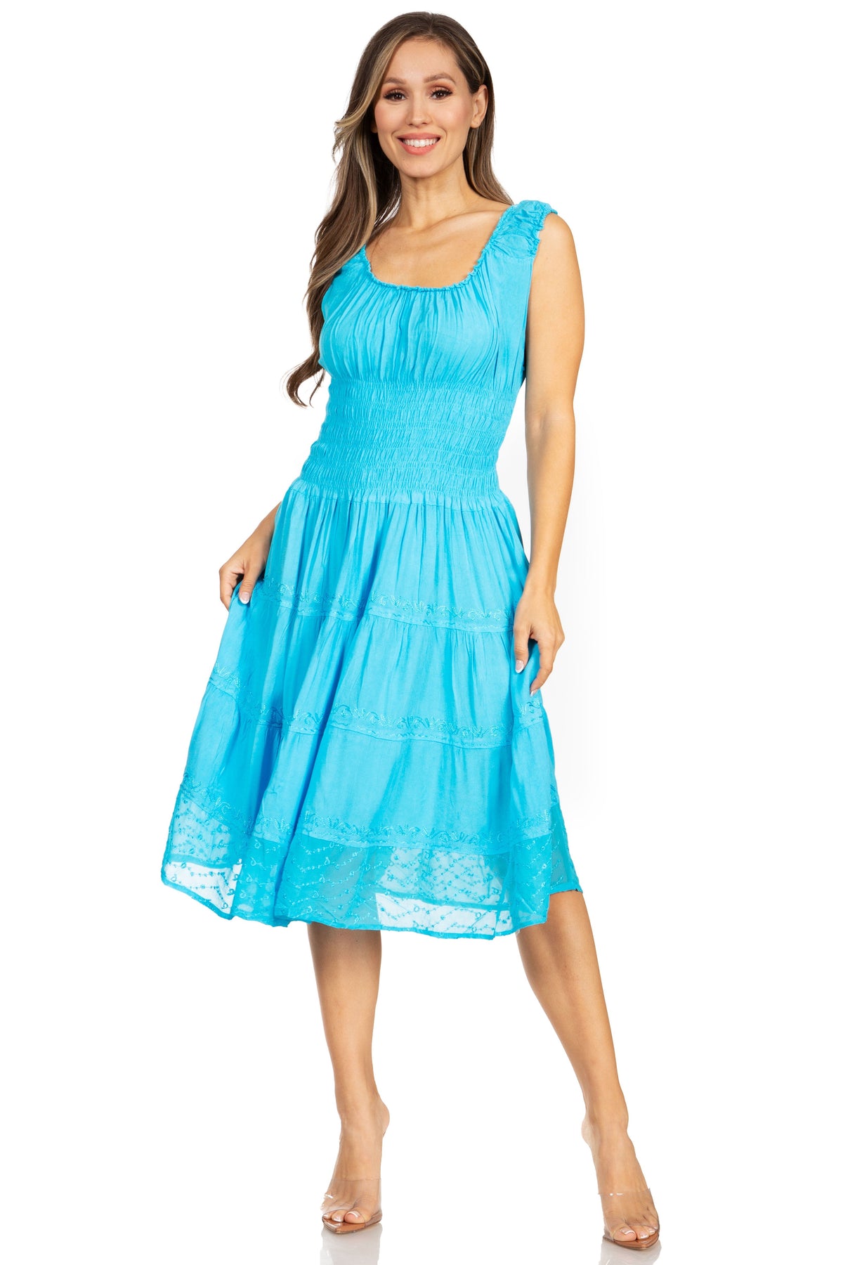 Sakkas Spring Maiden Ombre Peasant Dress