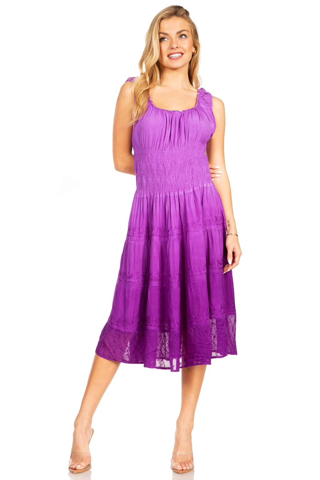 Sakkas Spring Maiden Ombre Peasant Dress