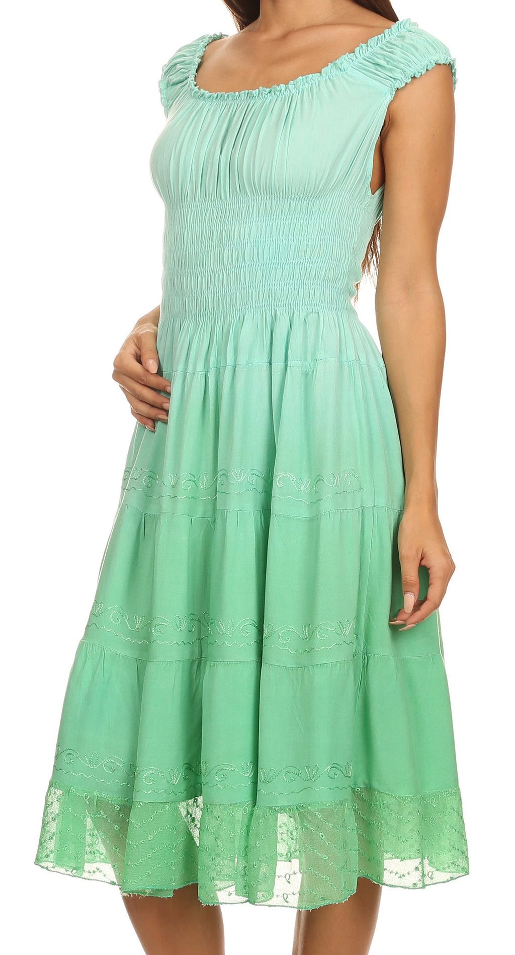 Sakkas Spring Maiden Ombre Peasant Dress