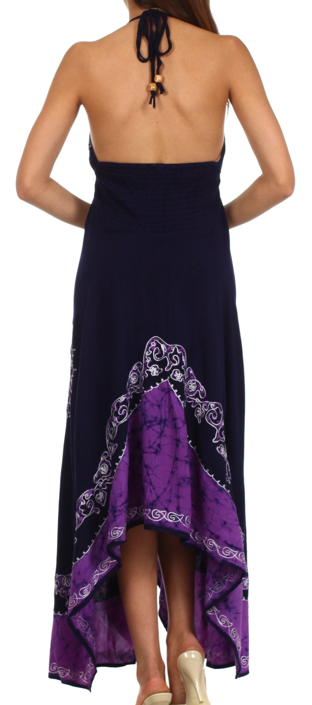 Sakkas Serenity Embroidered Batik Halter Dress