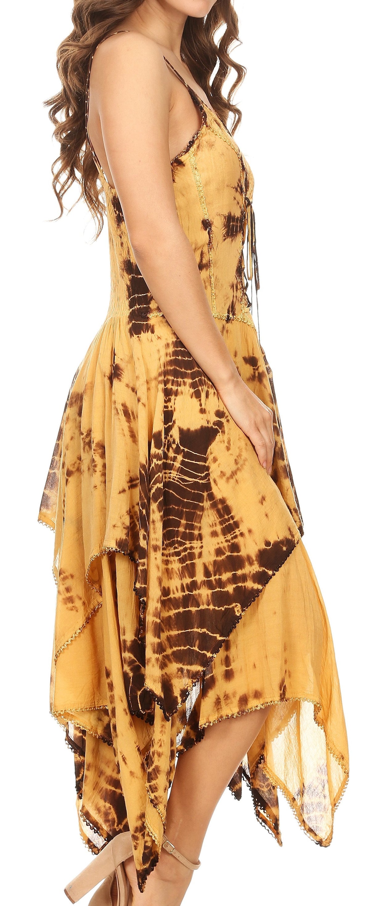 Sakkas Annabella Corset Bodice Handkerchief Hem Dress