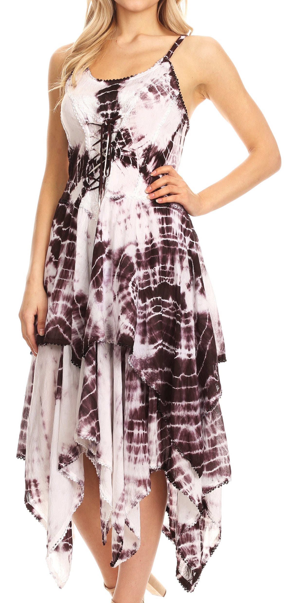 Sakkas Annabella Corset Bodice Handkerchief Hem Dress