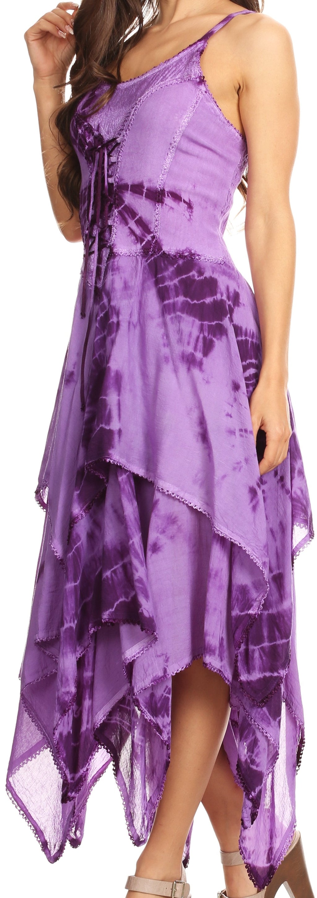 Sakkas Annabella Corset Bodice Handkerchief Hem Dress