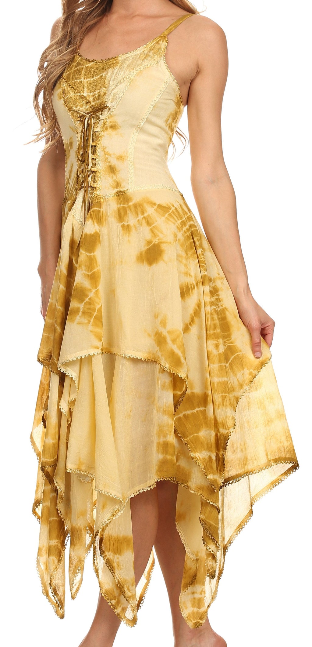 Sakkas Annabella Corset Bodice Handkerchief Hem Dress