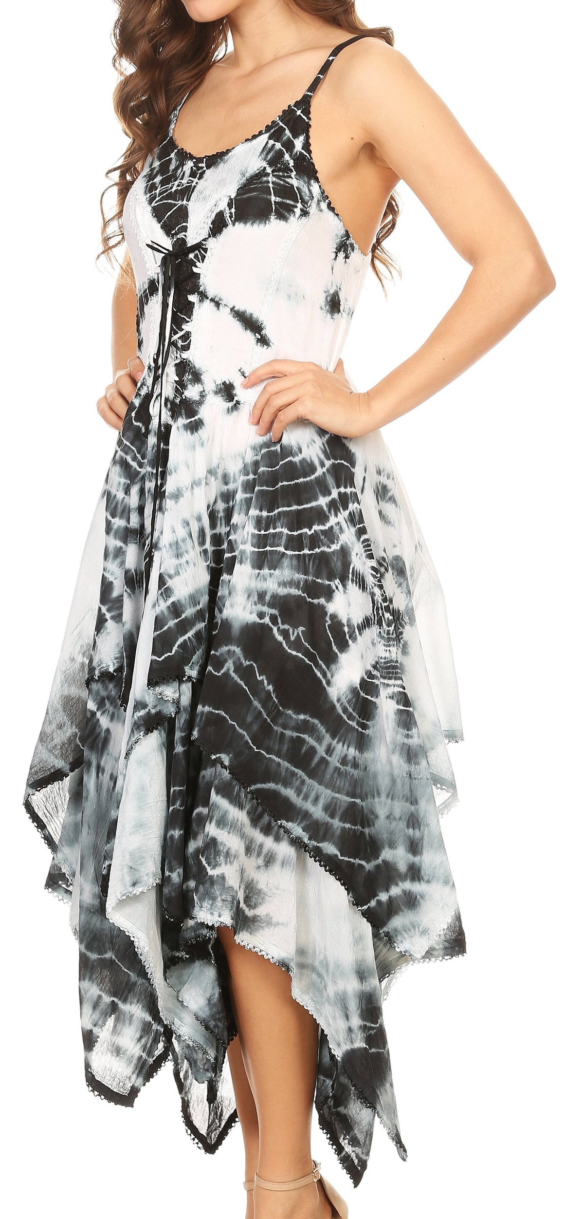 Sakkas Annabella Corset Bodice Handkerchief Hem Dress